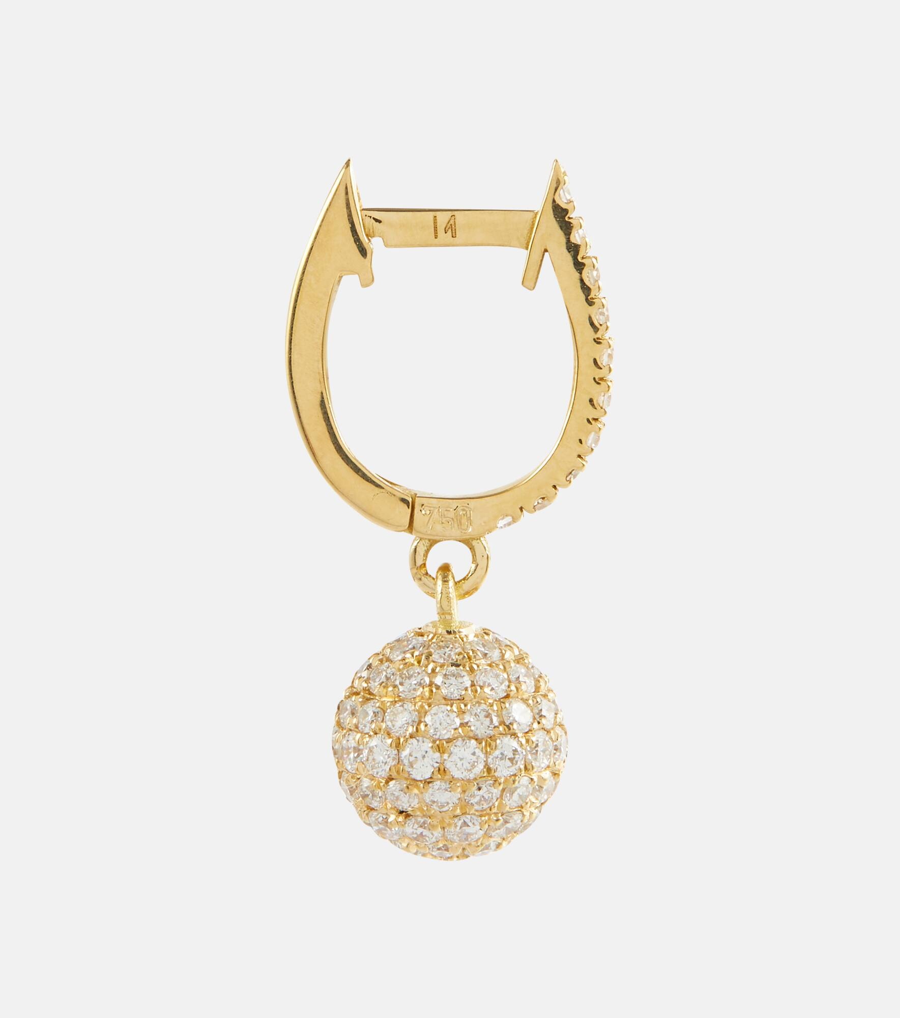 Ball 18kt gold drop earrings with diamonds - 4