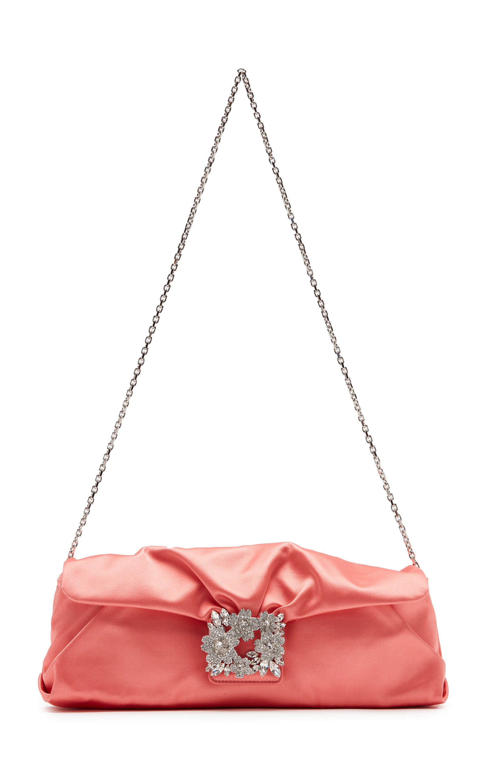 Bouquet Strass-Embellished Buckle Satin Clutch orange - 6