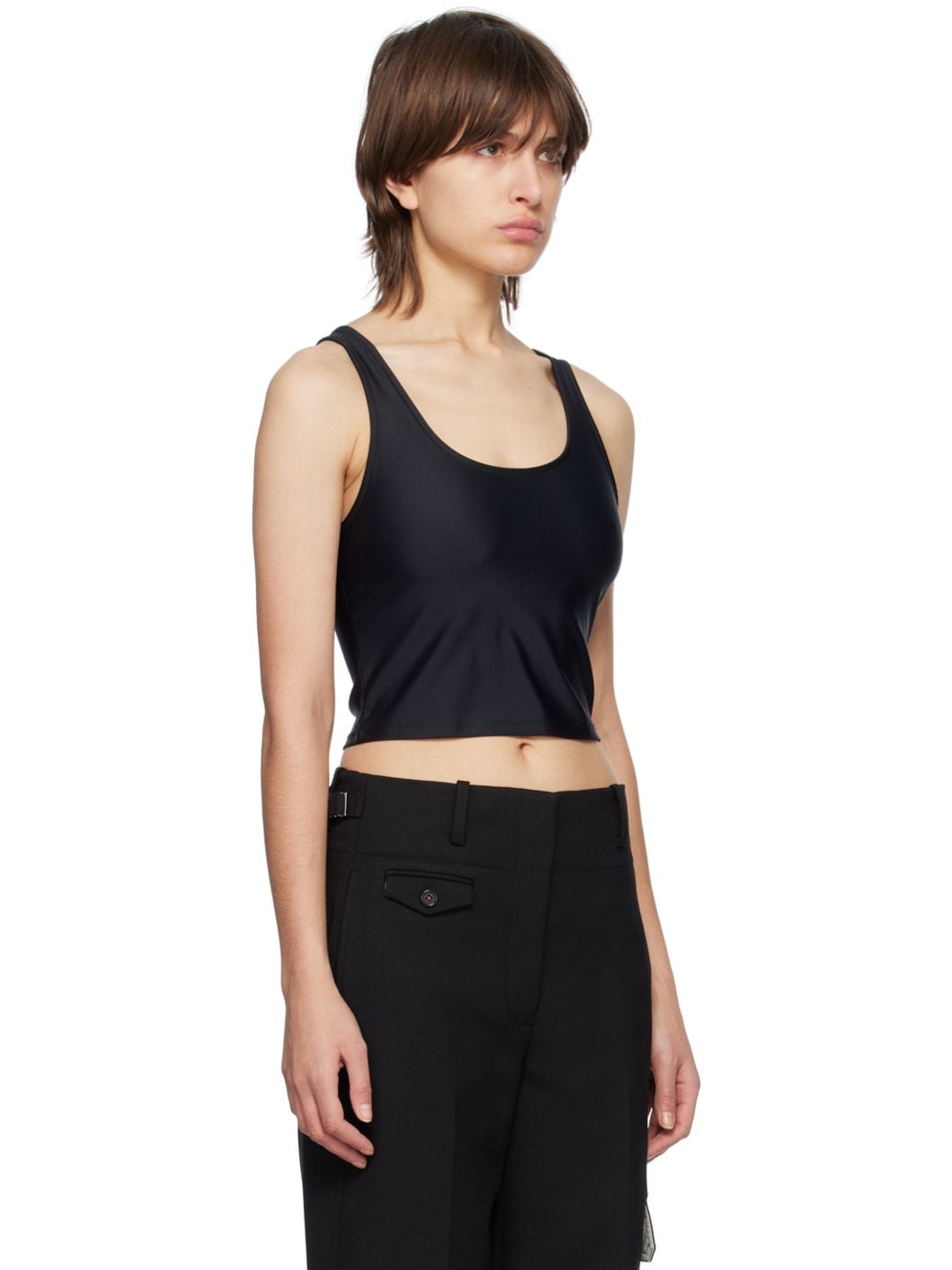 Black Scoop Neck Tank Top - 2