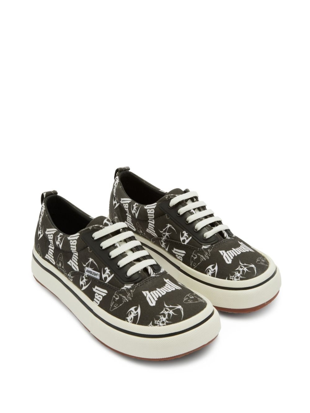 logo-print canvas sneakers - 2