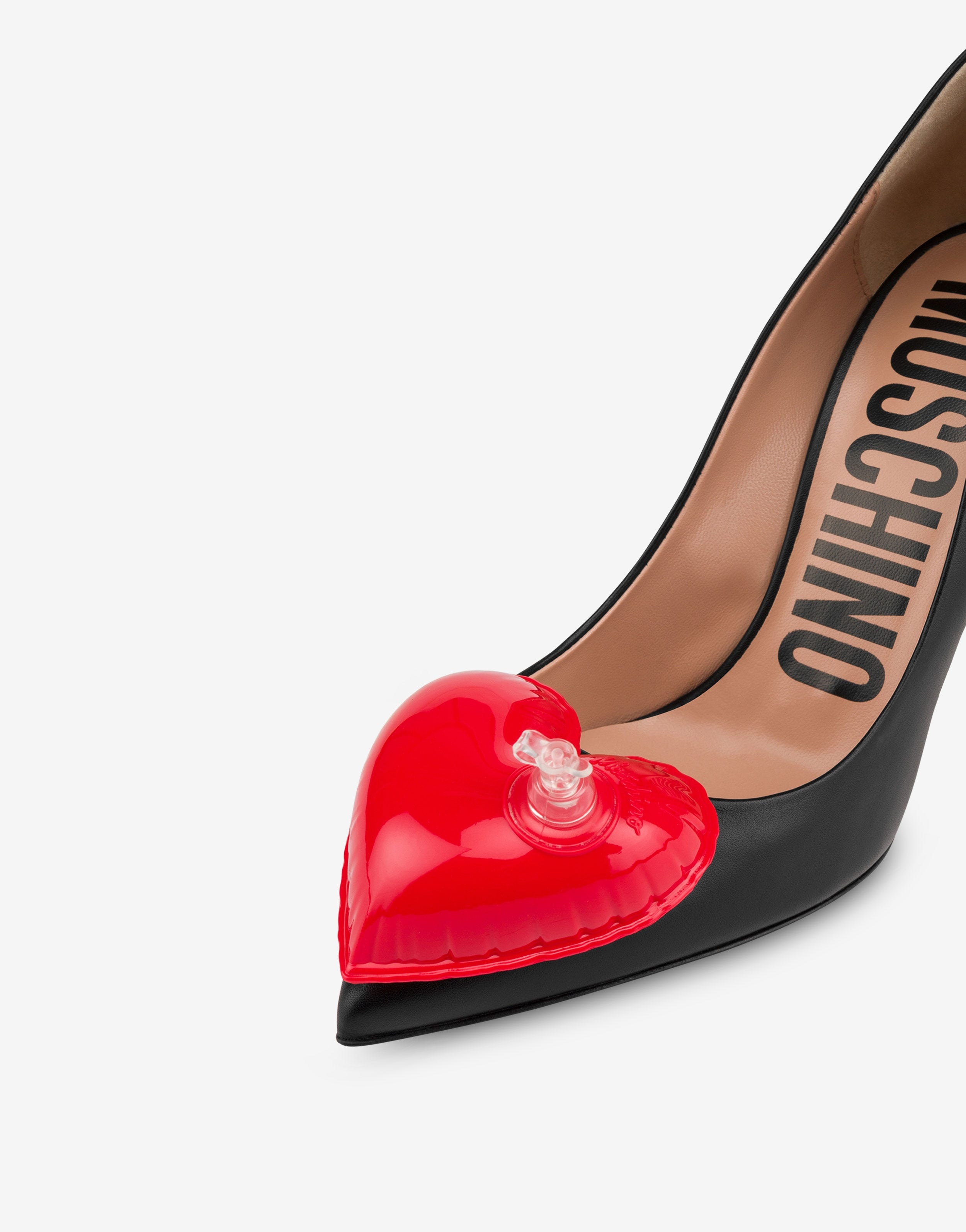 INFLATABLE HEART CALFSKIN PUMPS - 4