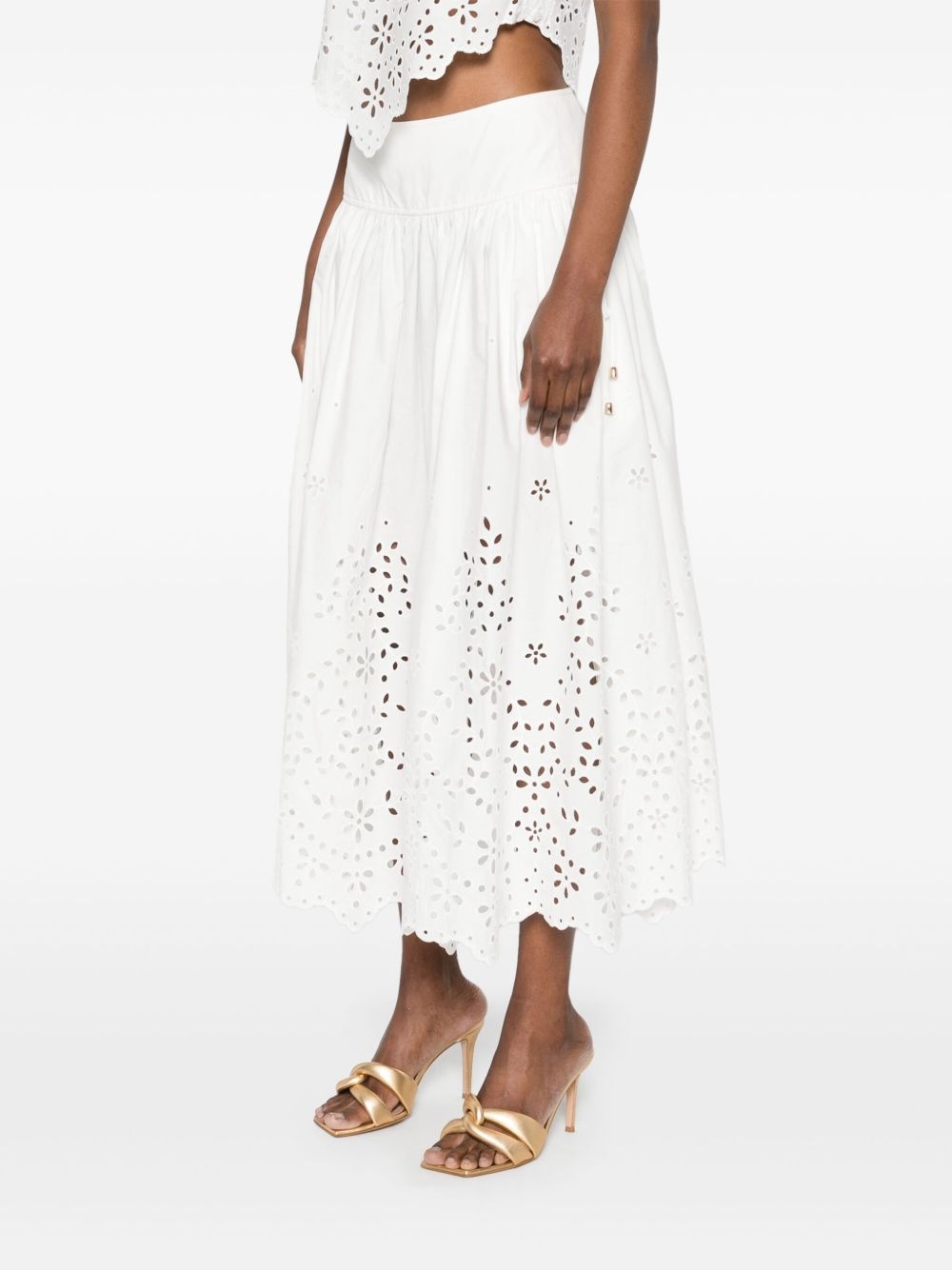 cotton embroidered midi skirt - 3