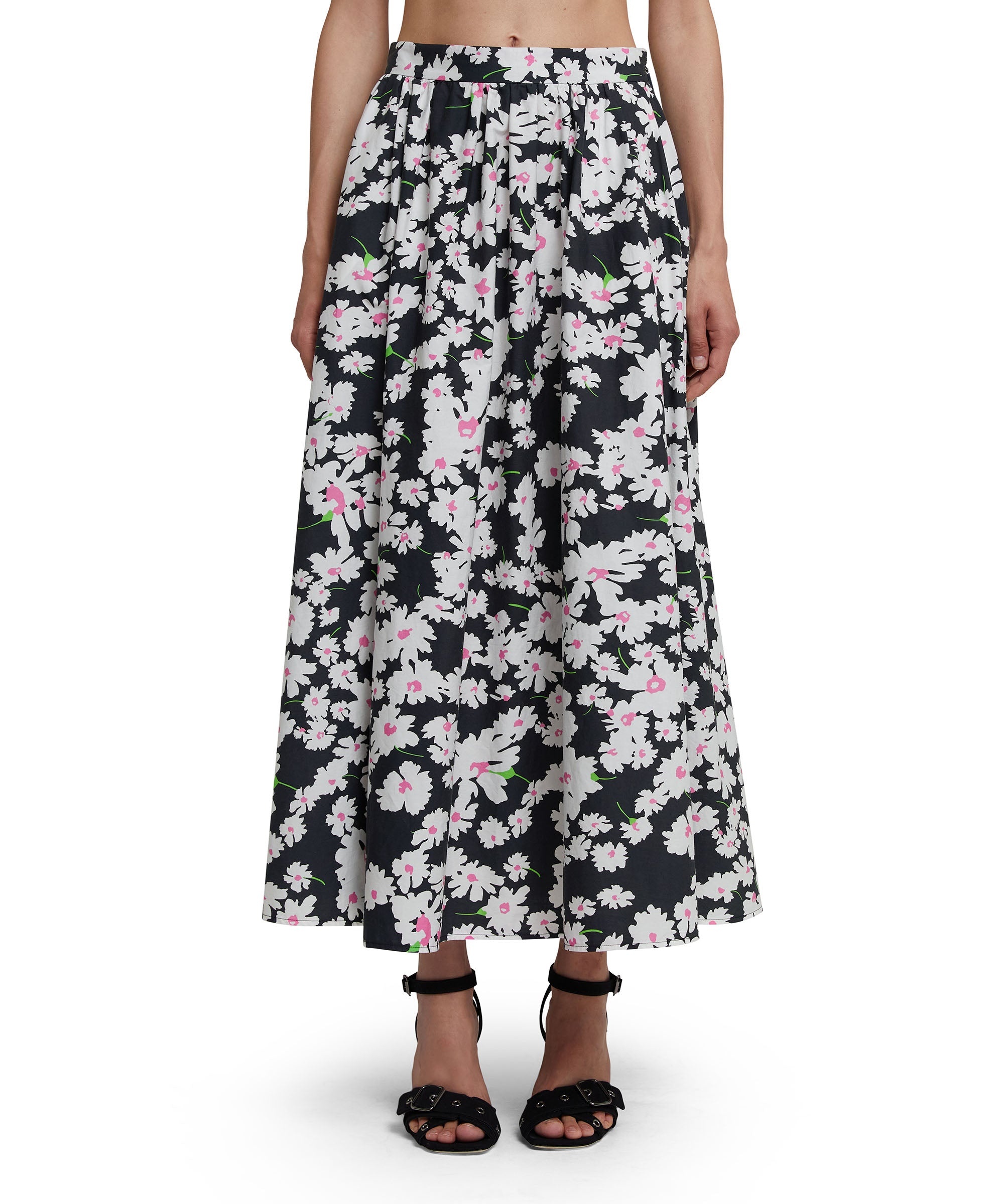 Roomy cotton skirt with daisy print - 2