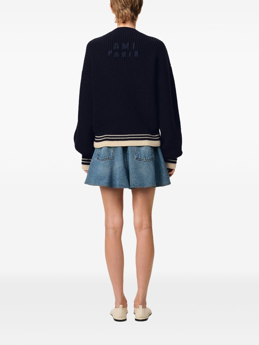 ribbed-knit V-neck jumper - 5