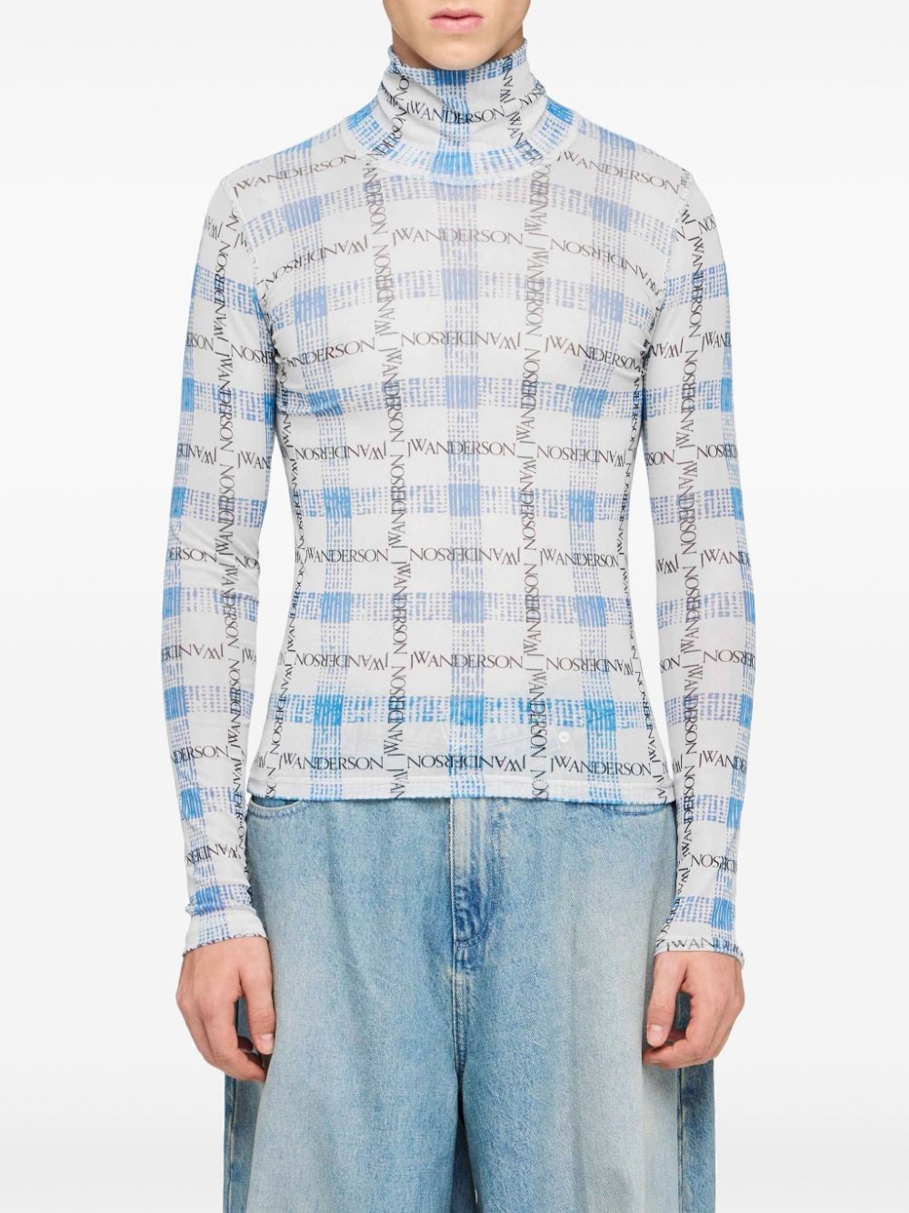logo grid-print T-shirt - 3