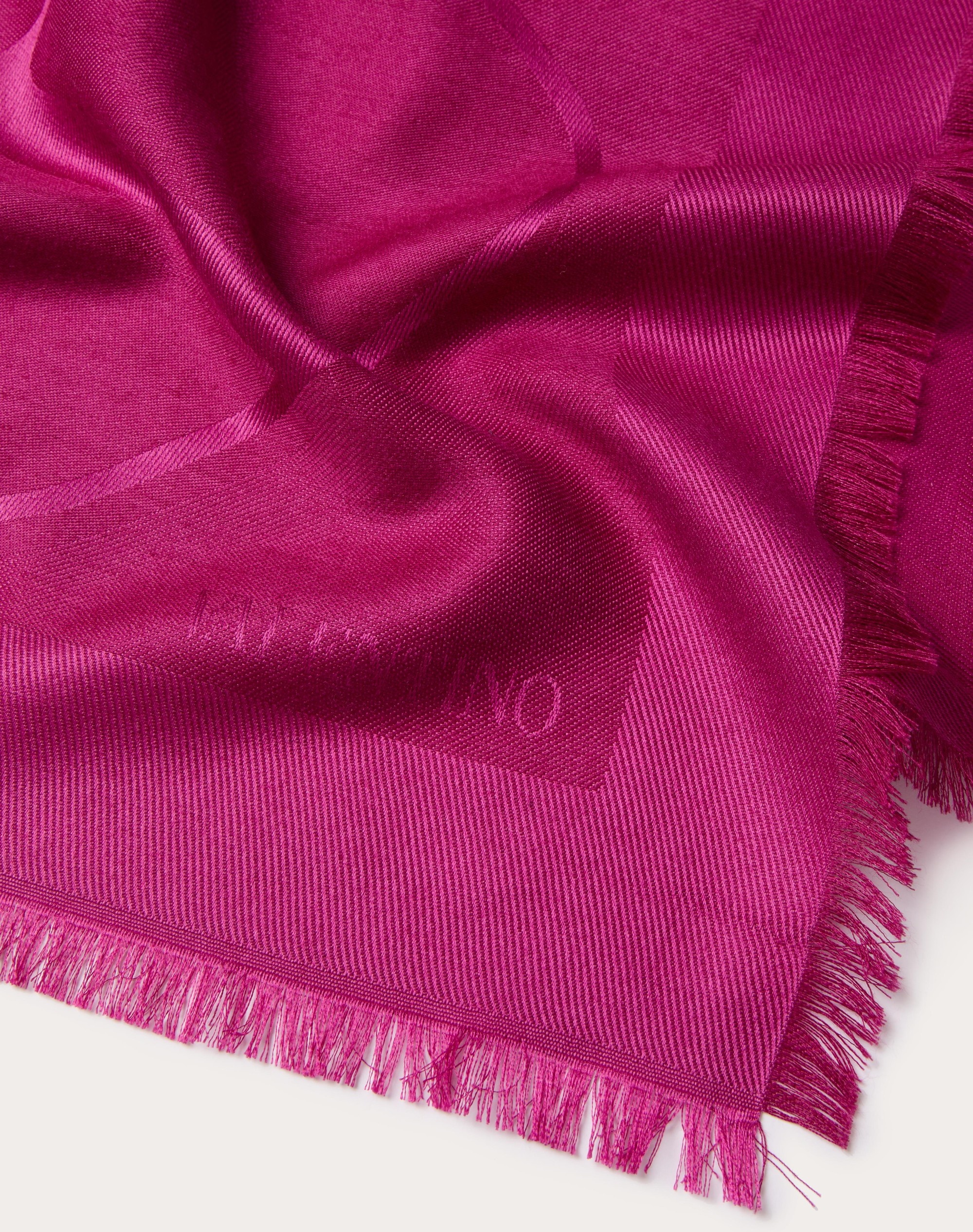 VLOGO SIGNATURE JACQUARD SHAWL IN SILK AND WOOL 140X140 CM - 3