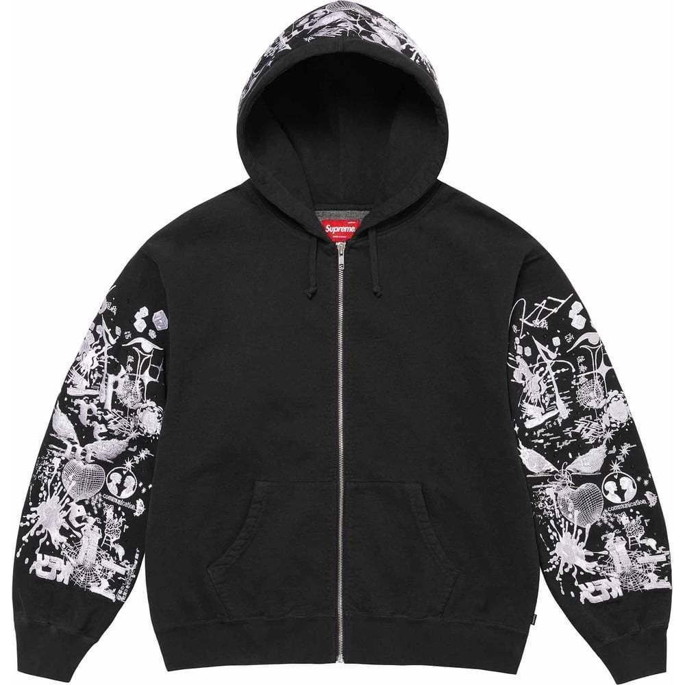 Supreme Supreme AOI Zip Up Hooded Sweatshirt 'Black White' SUP