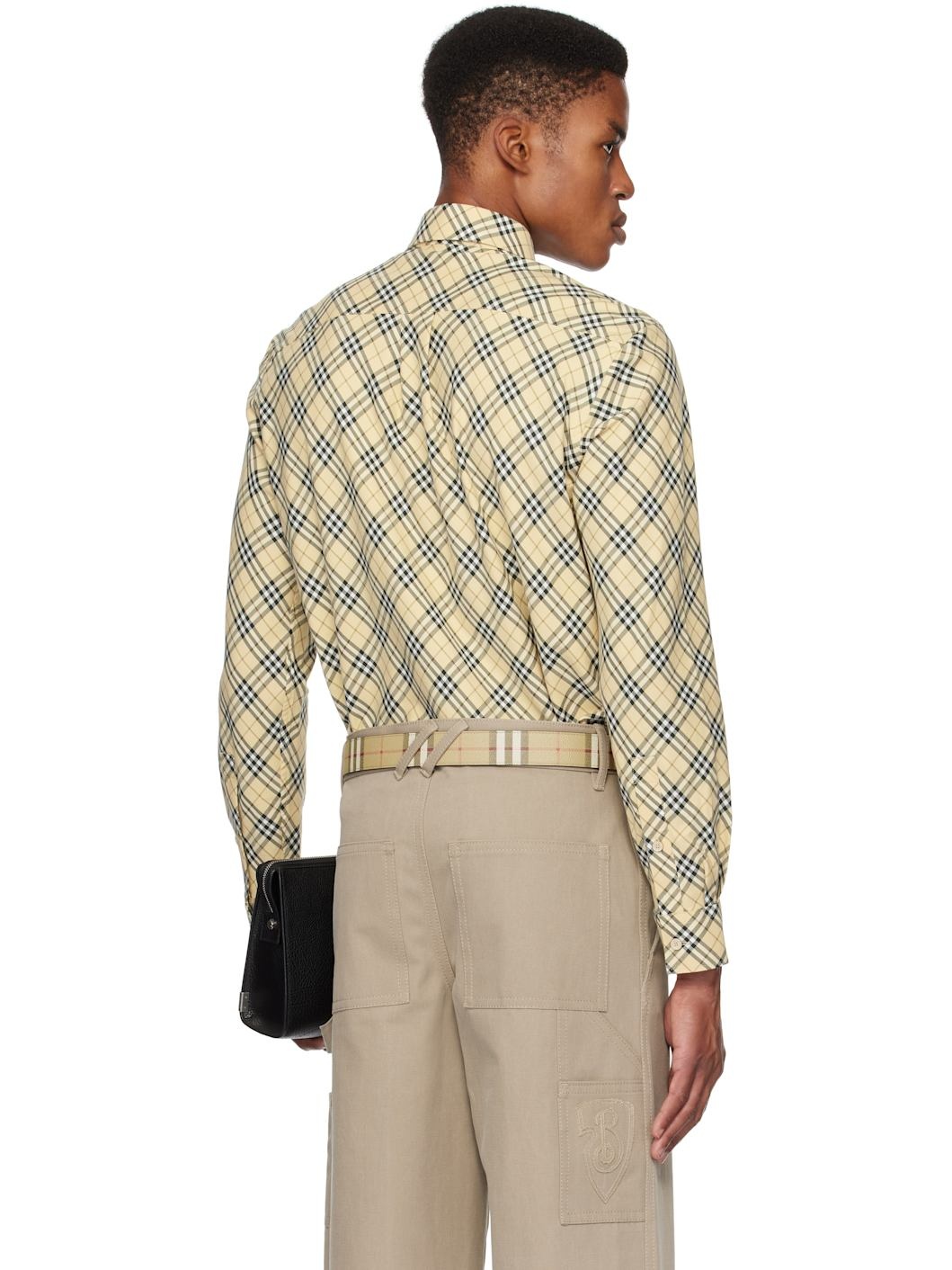 Beige Check Cotton Shirt - 3