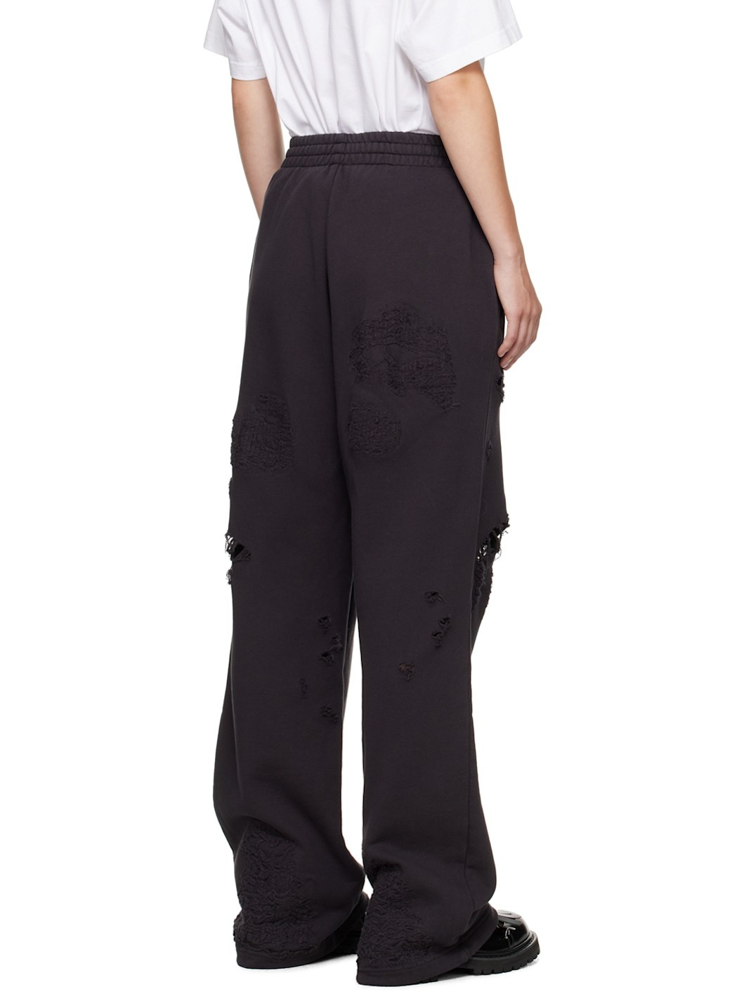 Black Distressed Sweatpants - 3