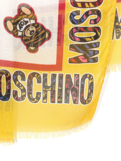 Moschino Teddy-Bear-print chambray scarf outlook