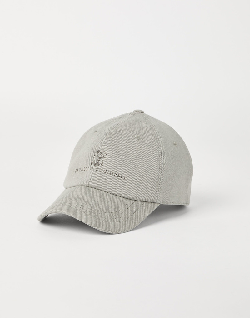 Garment-dyed baseball cap in denim with embroidered logo - 1