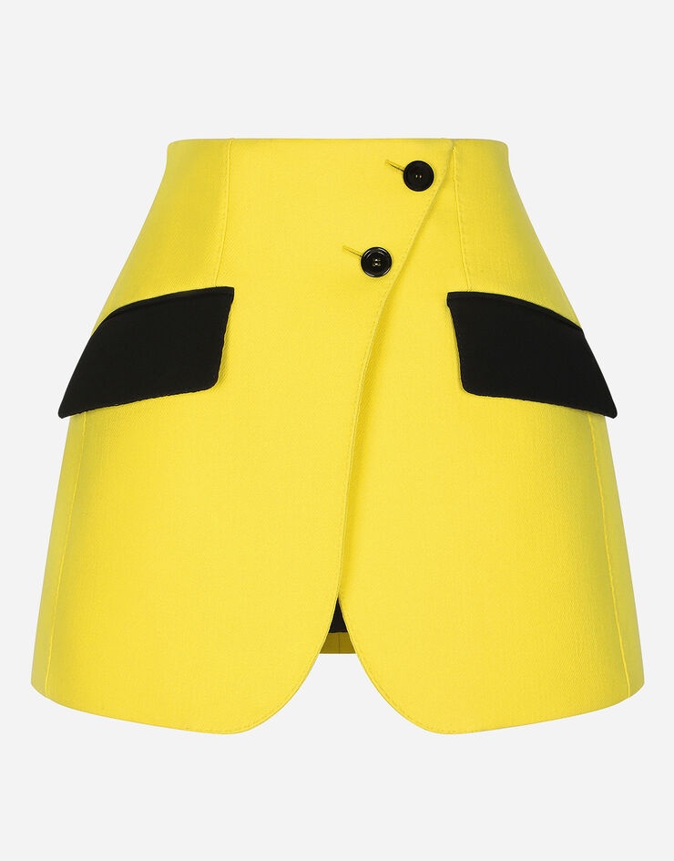 Woolen miniskirt with contrasting pockets - 3
