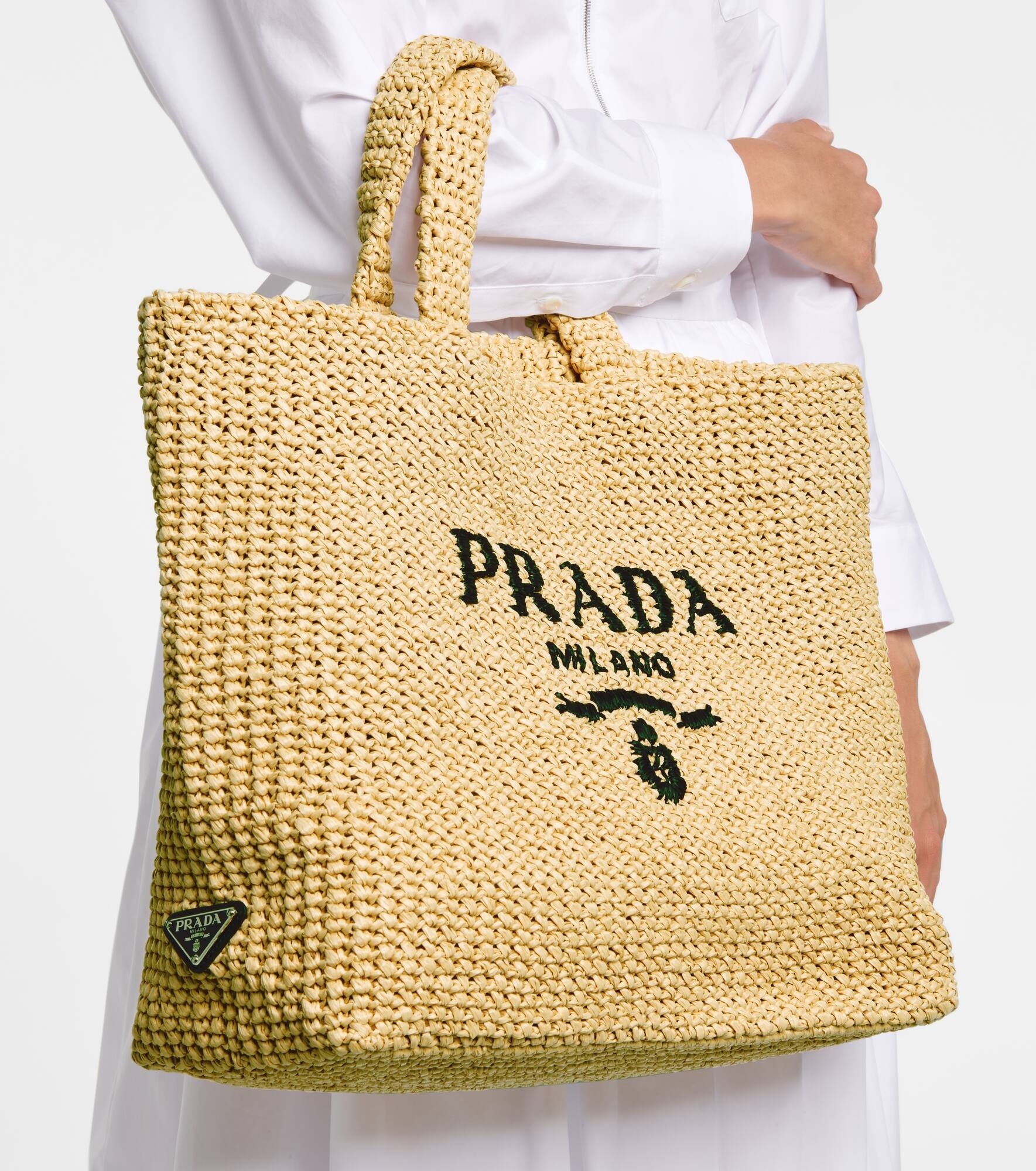 Medium logo raffia tote - 2