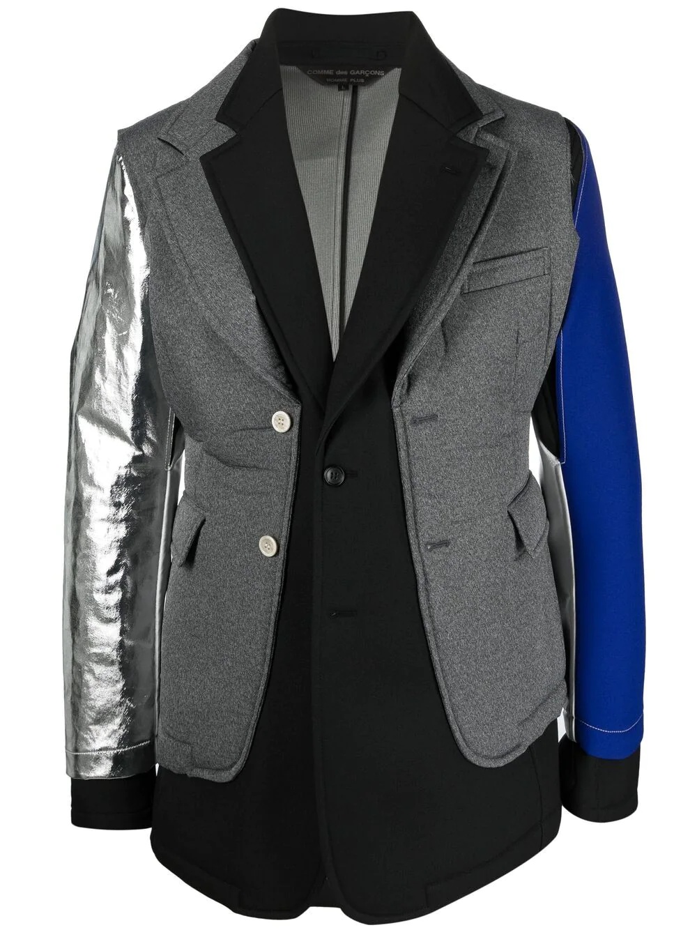 asymmetric patchwork-design padded blazer - 1