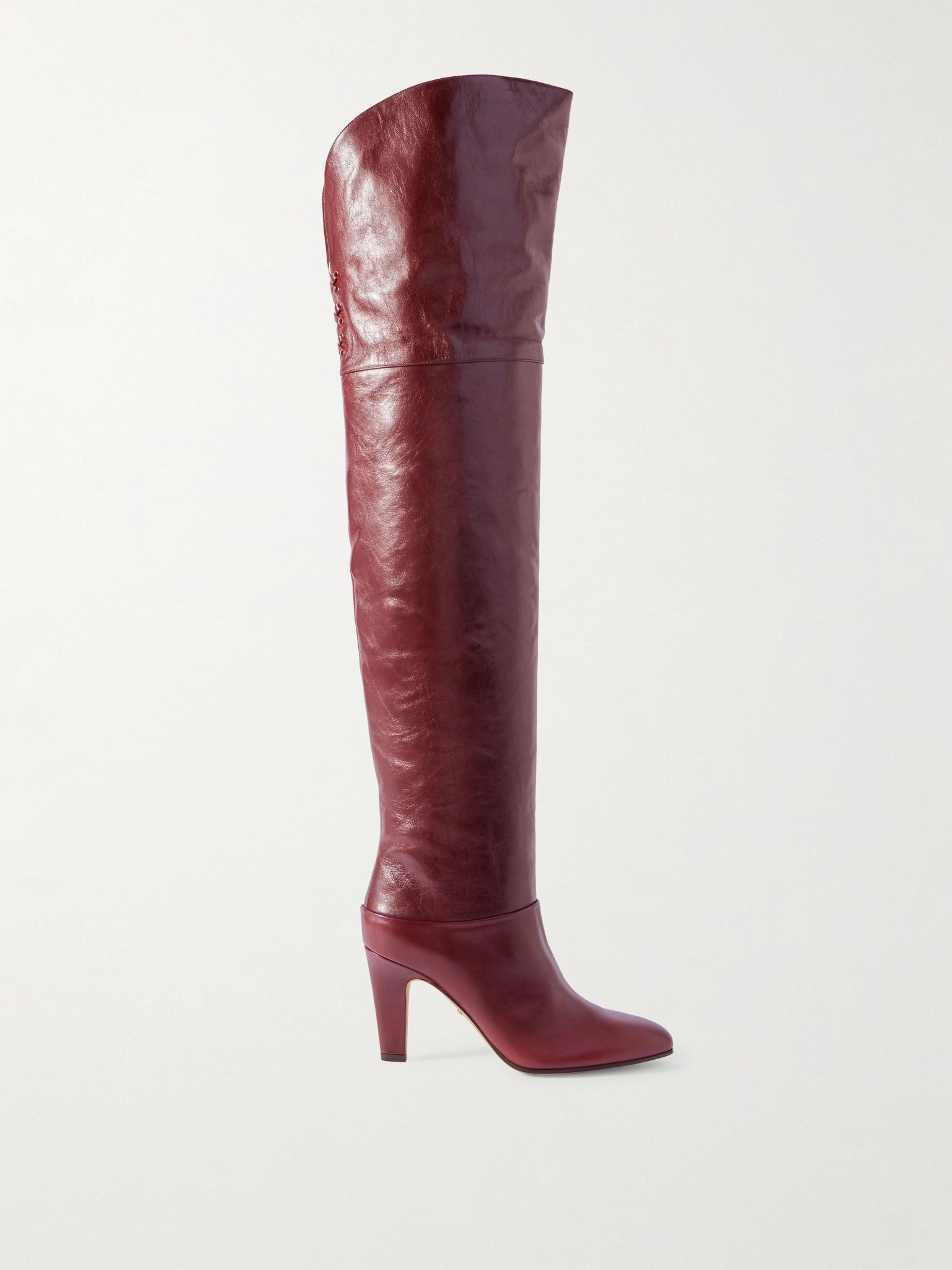 Eve leather over-the-knee boots Burgundy - 1