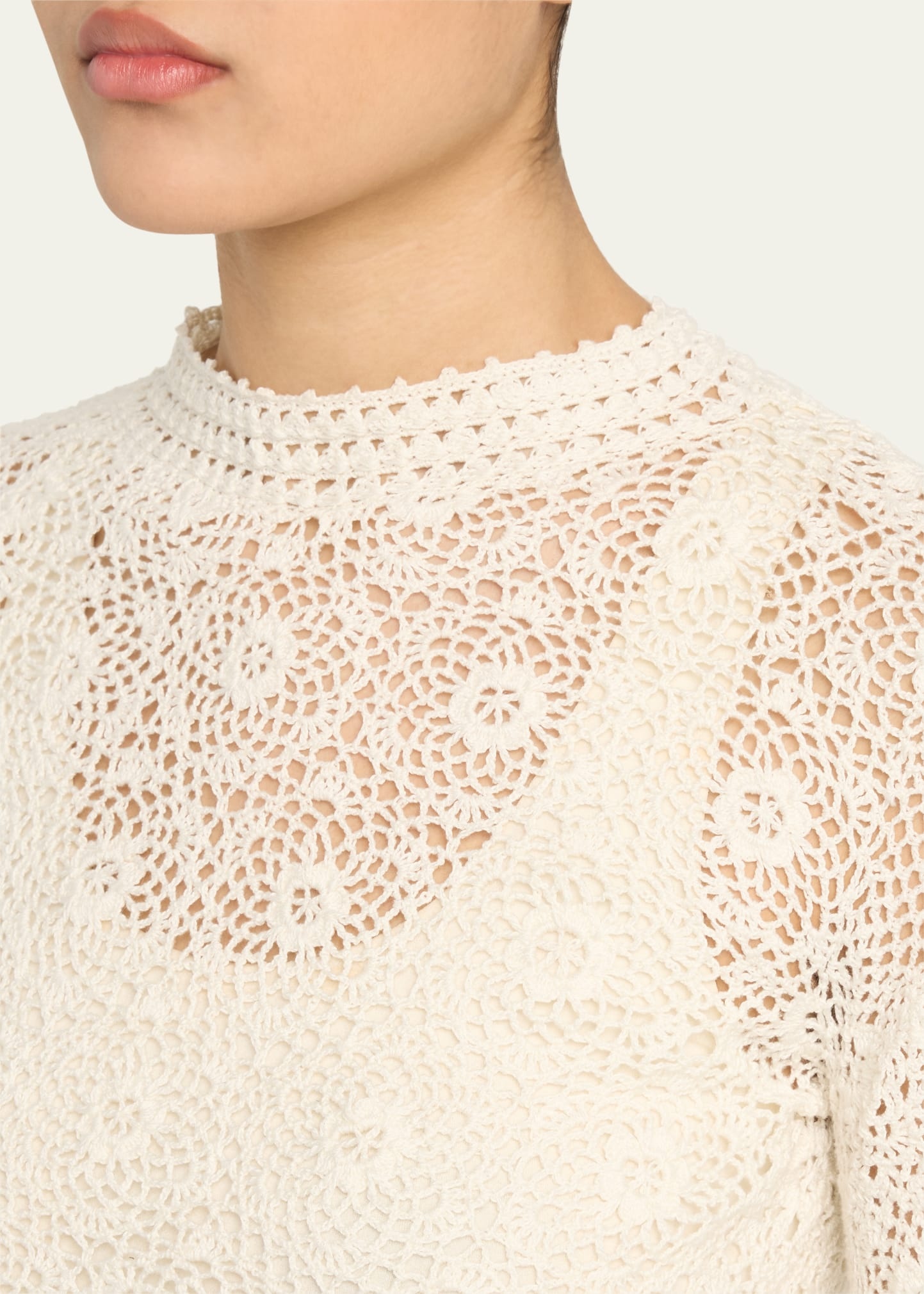 Gibson Scallop Floral Lace Sweater - 5