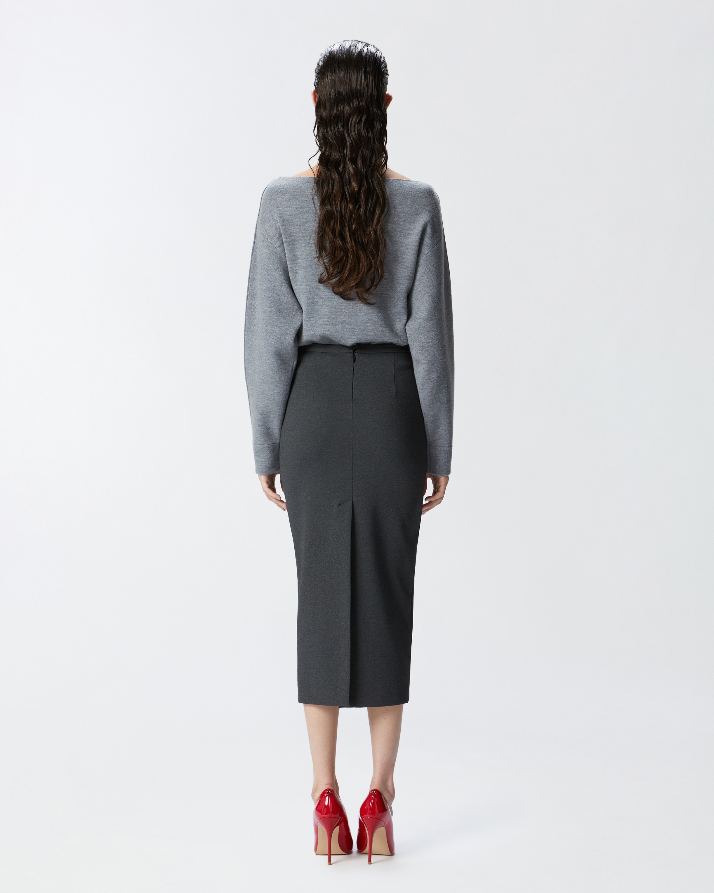 LONG PENCIL SKIRT WITH SLIT - 4