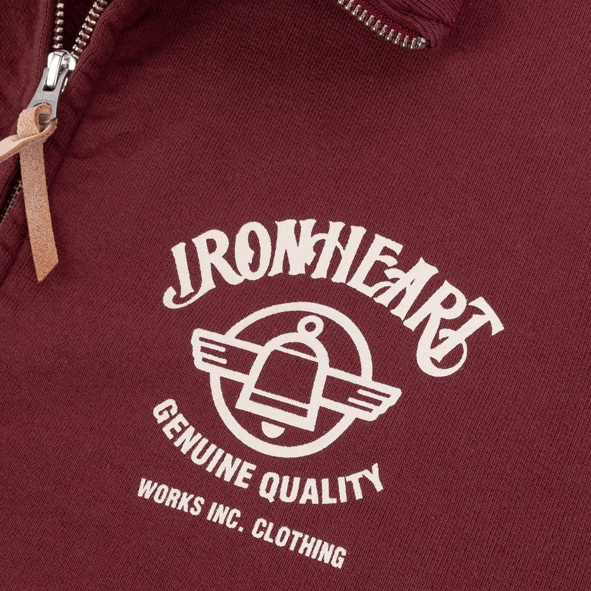 IHSW-60-BUR Printed 14oz Ultra Heavyweight Loopwheel Cotton Zip Up Sweater - Burgundy - 10