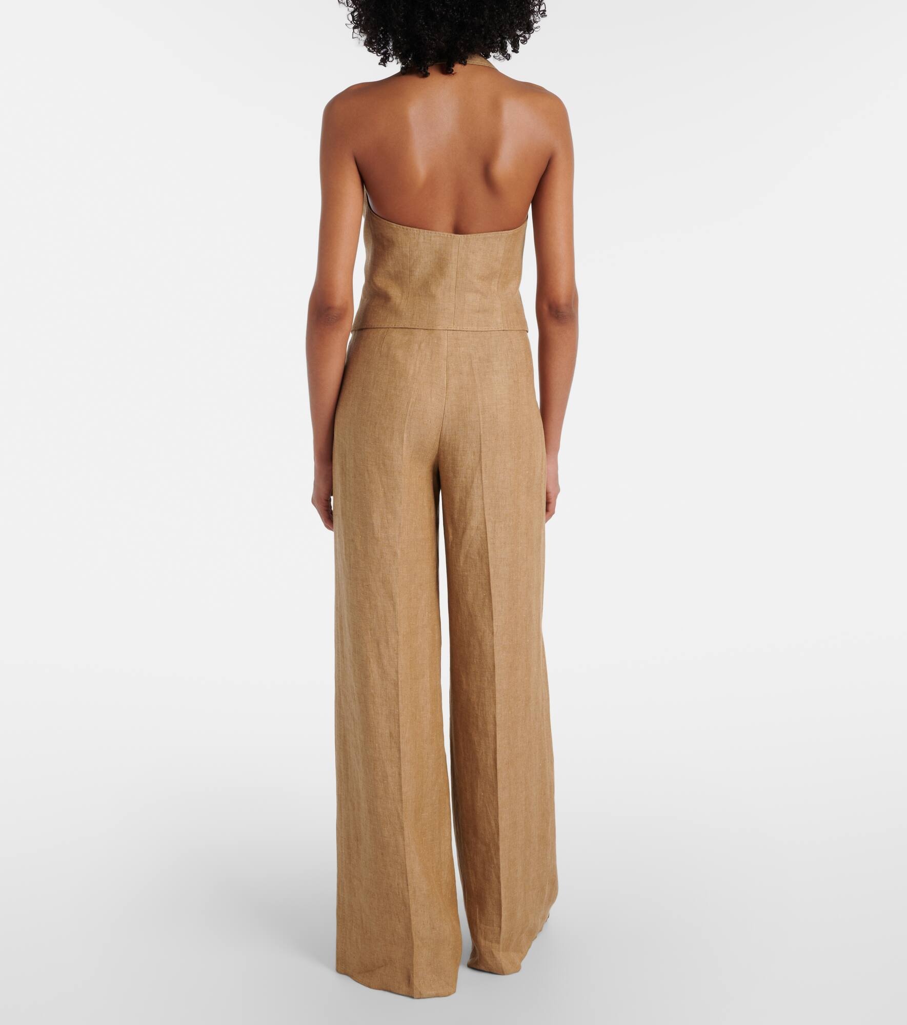 Sauro open-back linen vest - 3