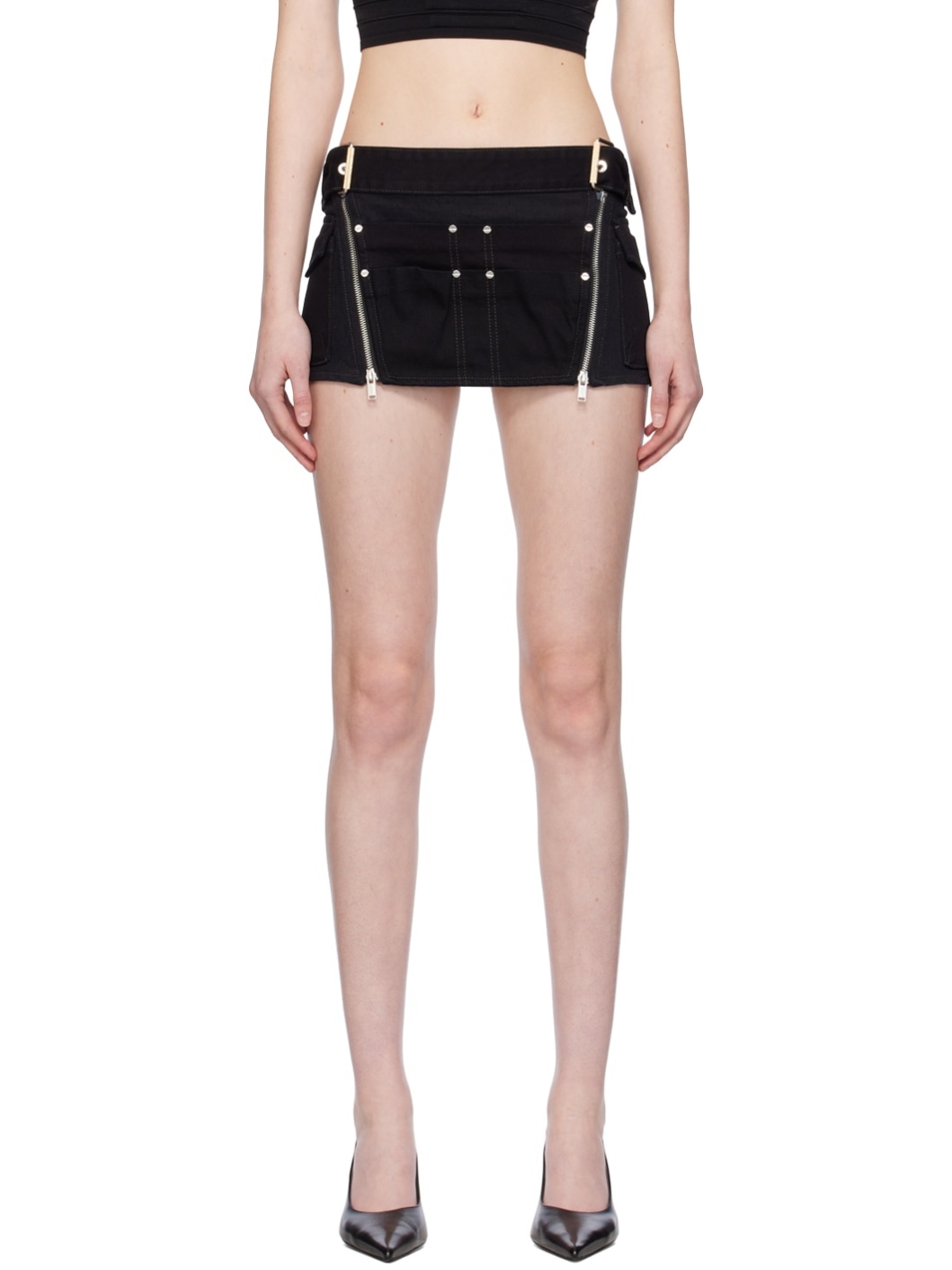 Black Toolbelt Denim Miniskirt - 1