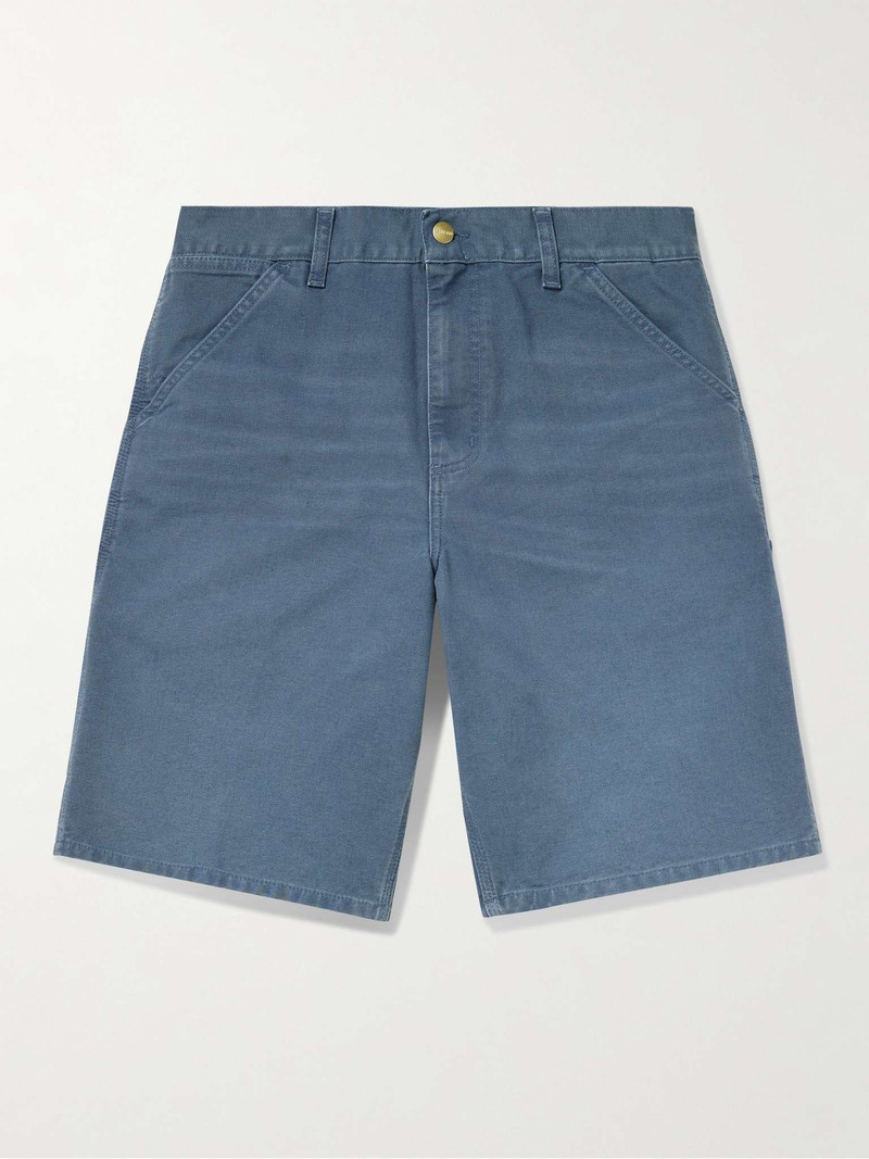 Single Knee Straight-Leg Organic Cotton-Canvas Shorts - 1