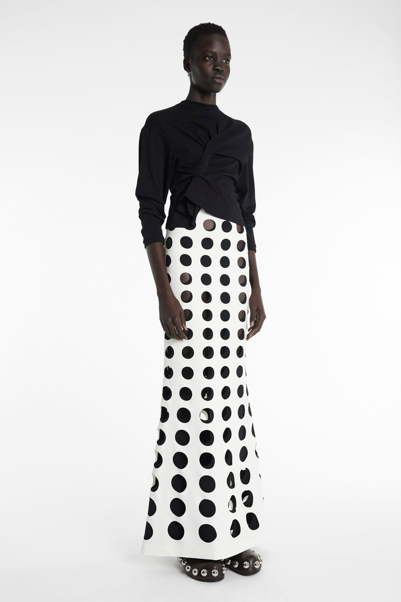 A.W.A.K.E. MODE LAYERED HOLE SKIRT WHITE BLACK outlook