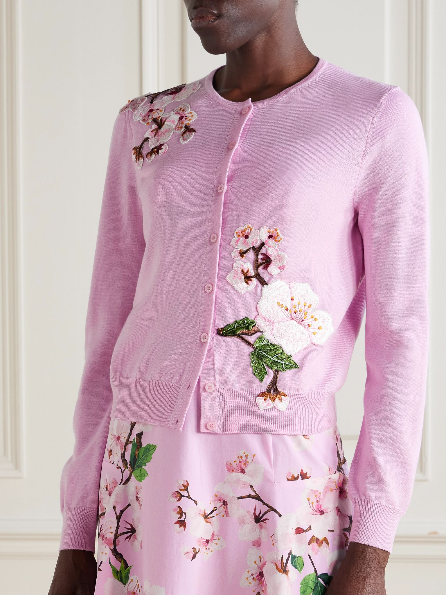 Appliquéd wool cardigan Purple - 3