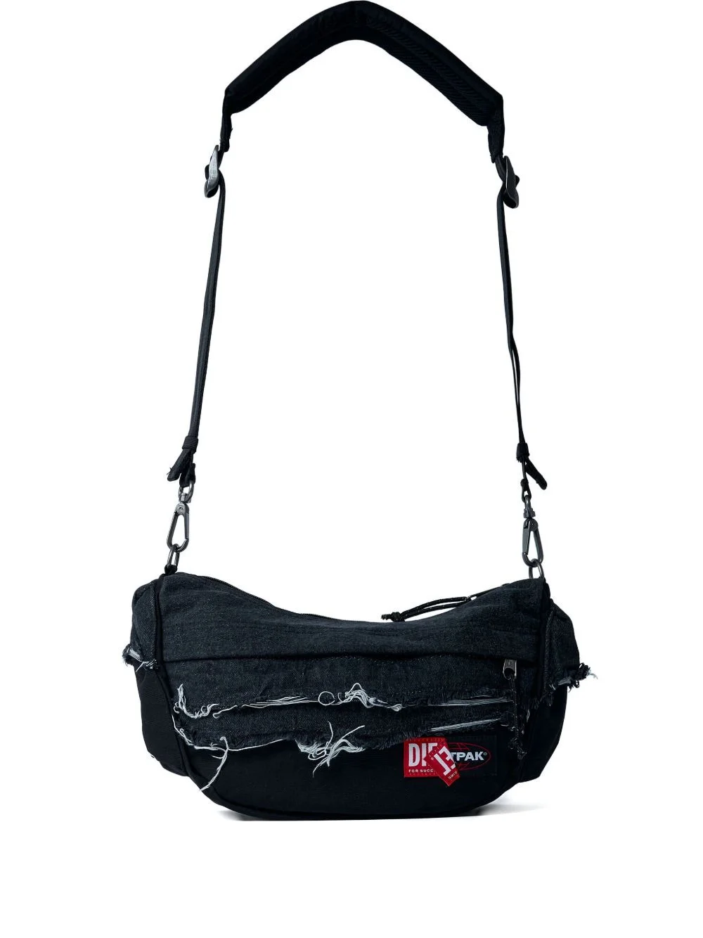 distressed logo-patch shoulder bag - 1