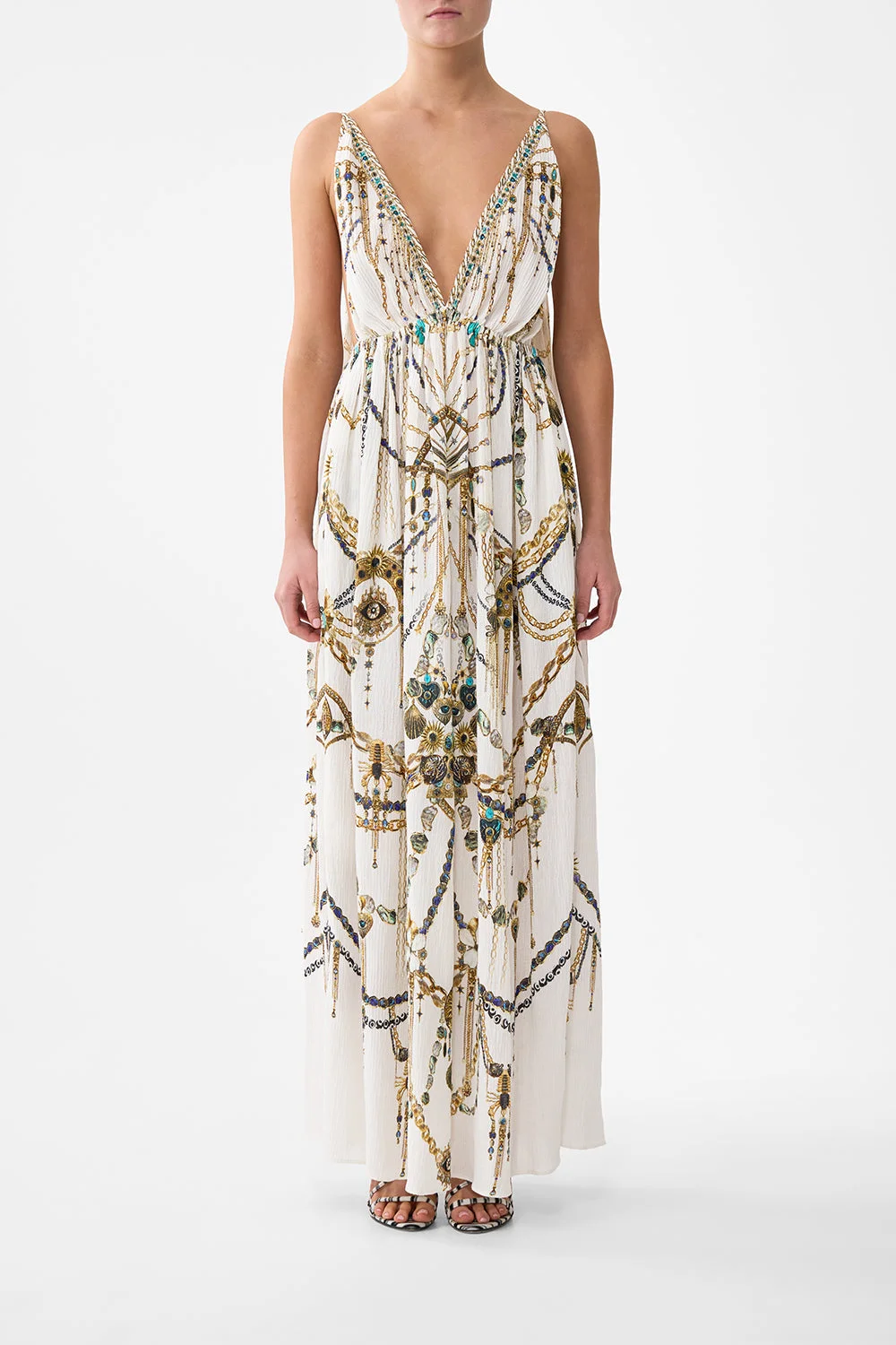 OPEN BACK LONG CAPE DRESS - 1