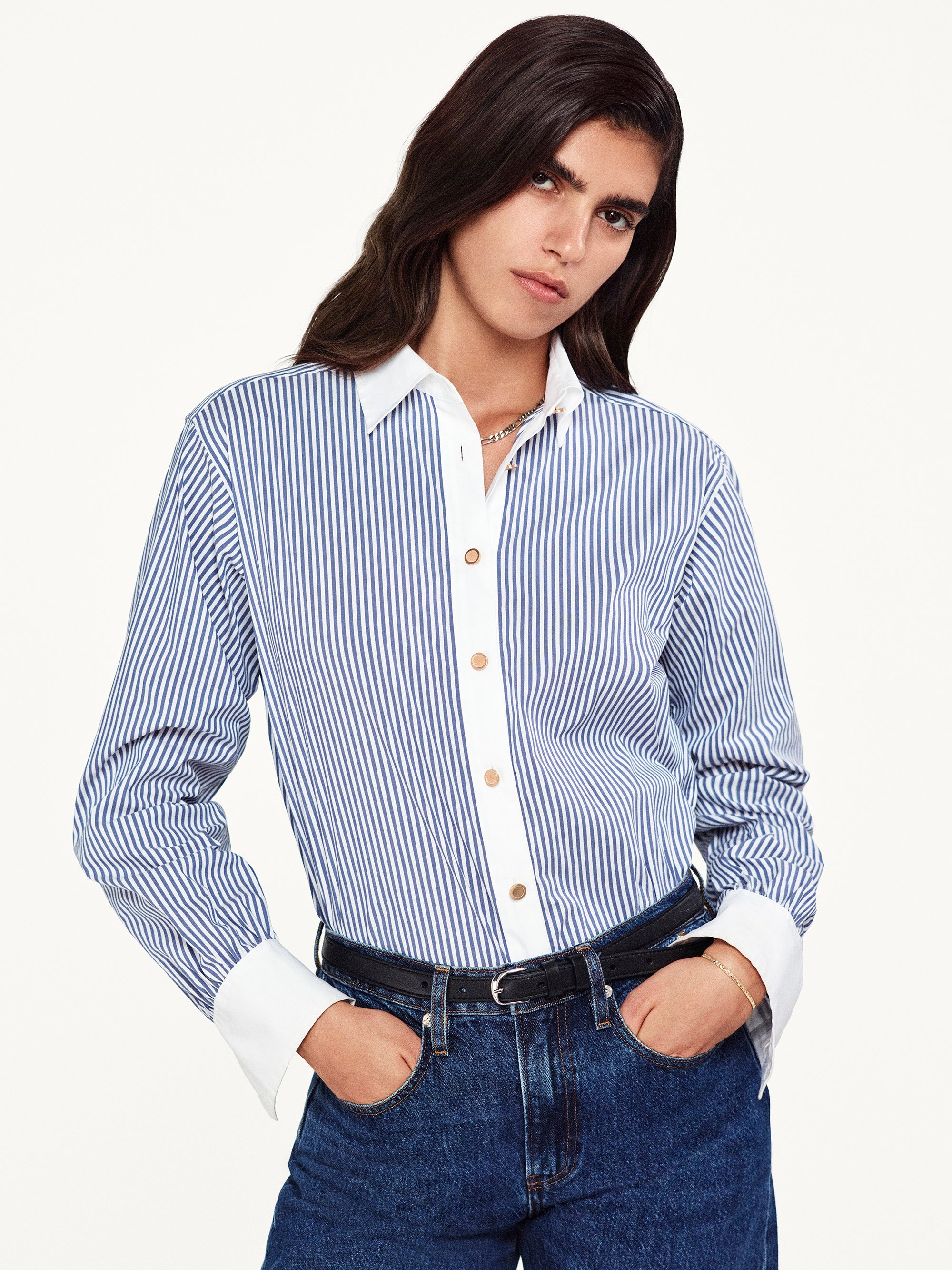 The Borrowed Shirt in Dark Chambray Multi - 2