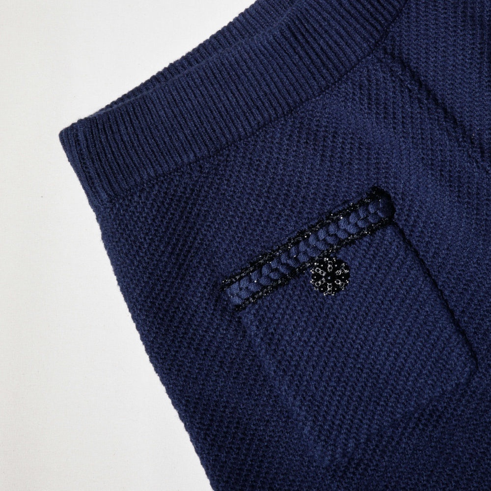 Navy Knit Shorts - 4