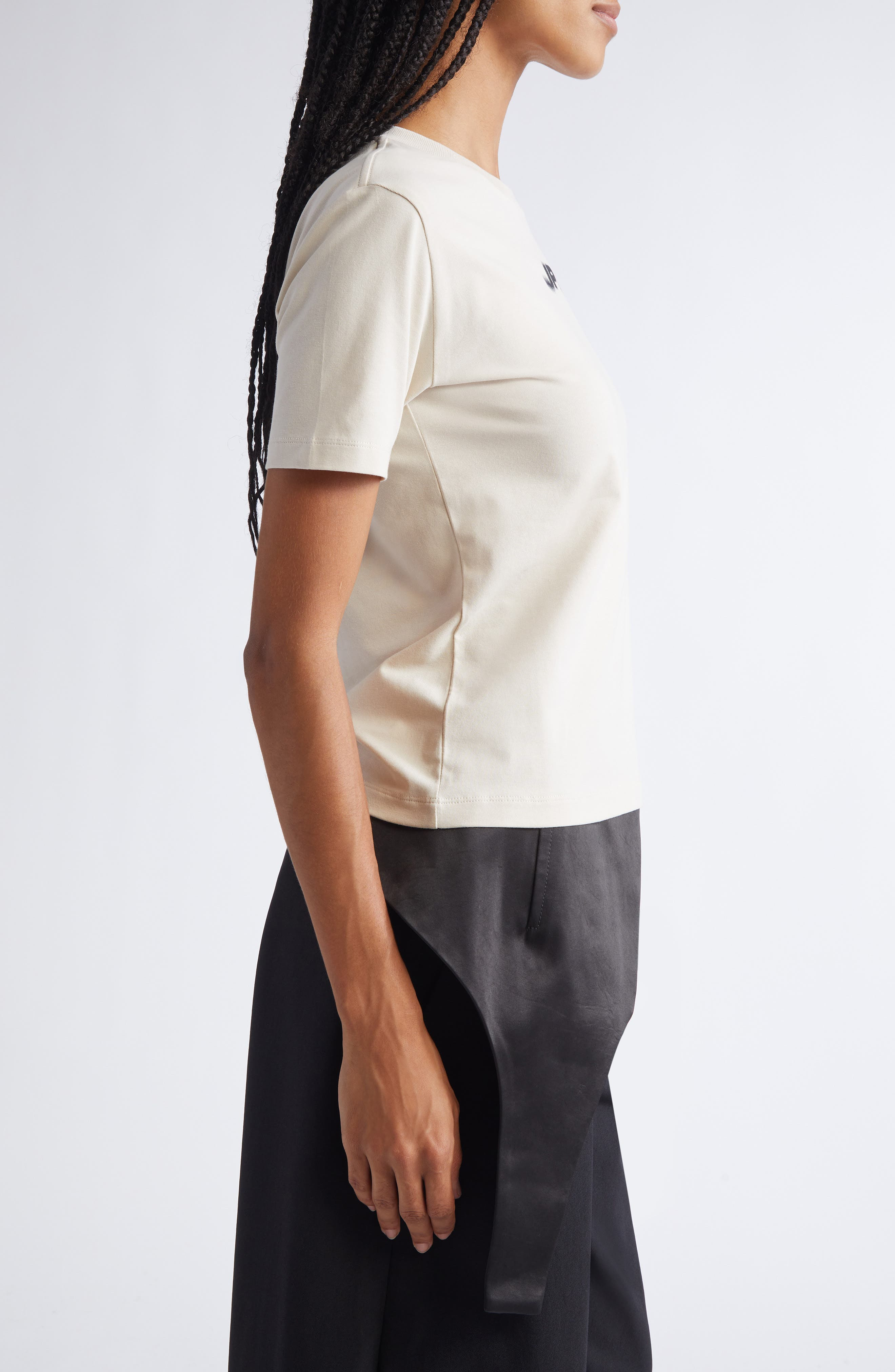 Jean Paul Gaultier Logo Stretch Cotton Baby Tee in Light Beige/Black at Nordstrom - 4