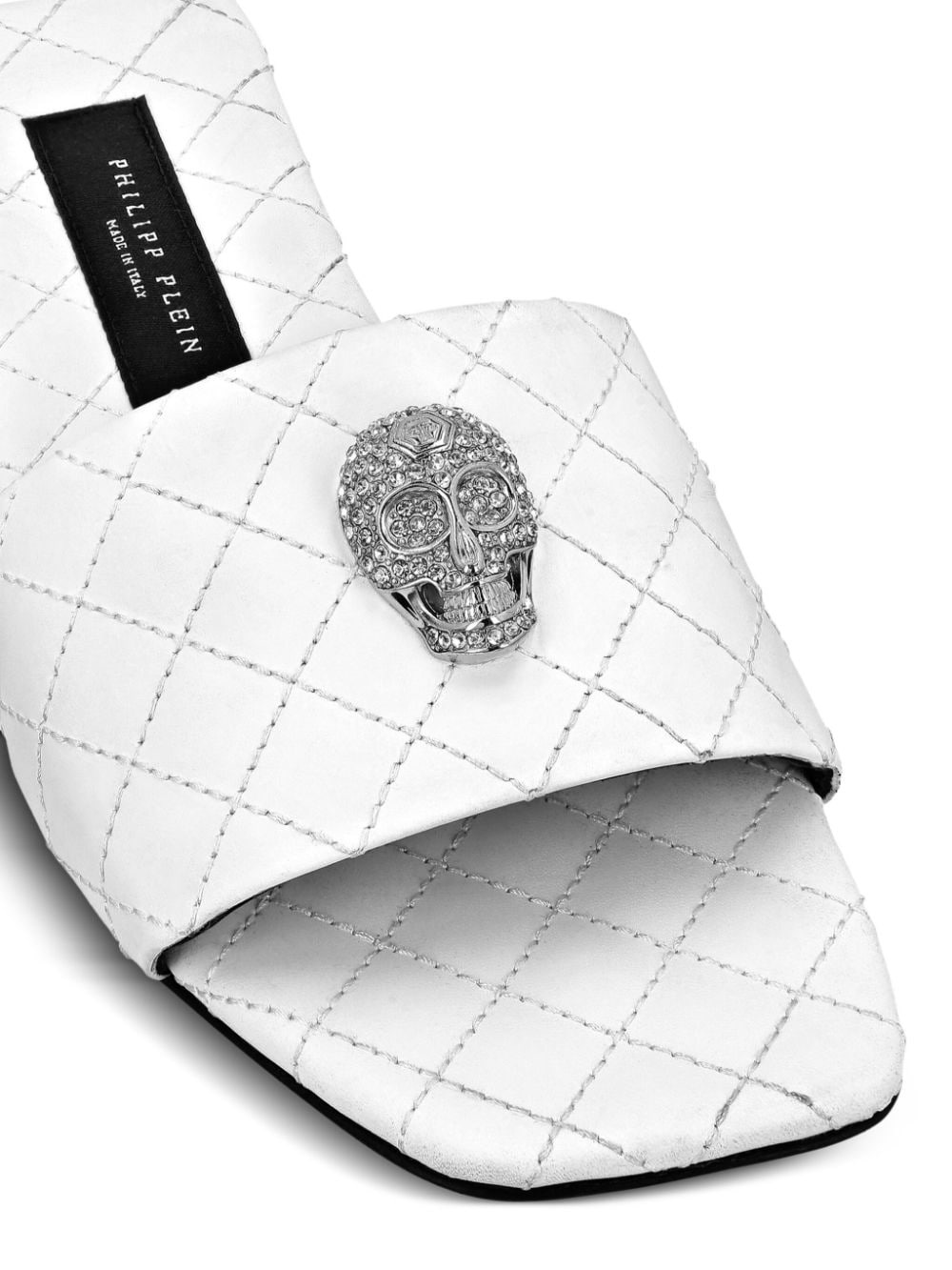 skull-embellished quilted leather slides - 3