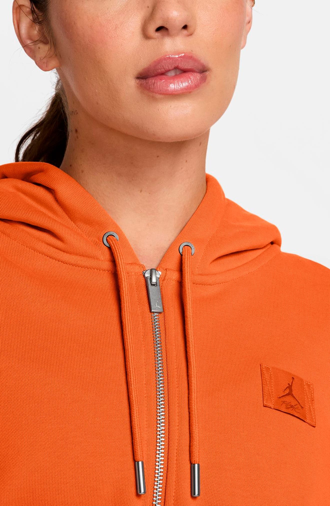 Jordan Flight Fleece Crop Hoodie in Starfish/Campfire Orange at Nordstrom - 3