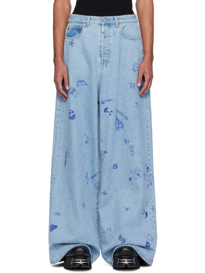 Blue Scribbled Big Shape Jeans 1