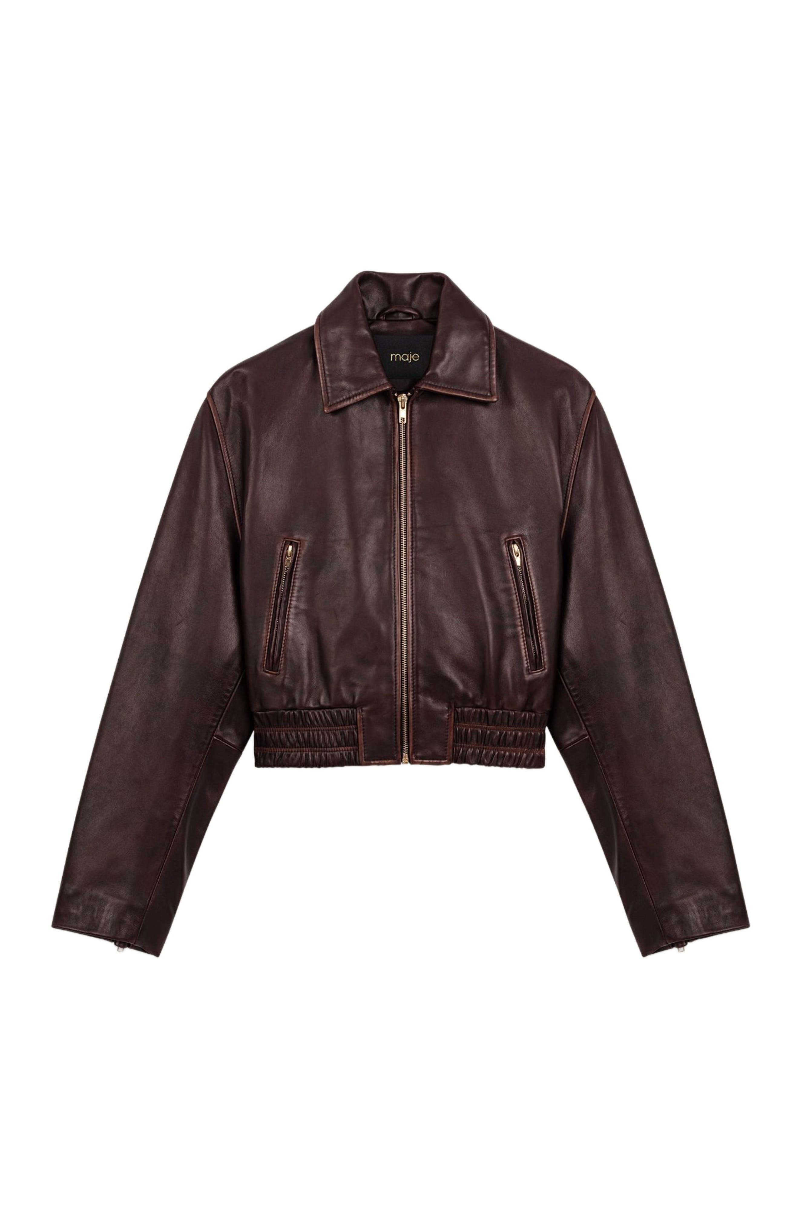 maje Vintage leather jacket in Brown at Nordstrom - 9