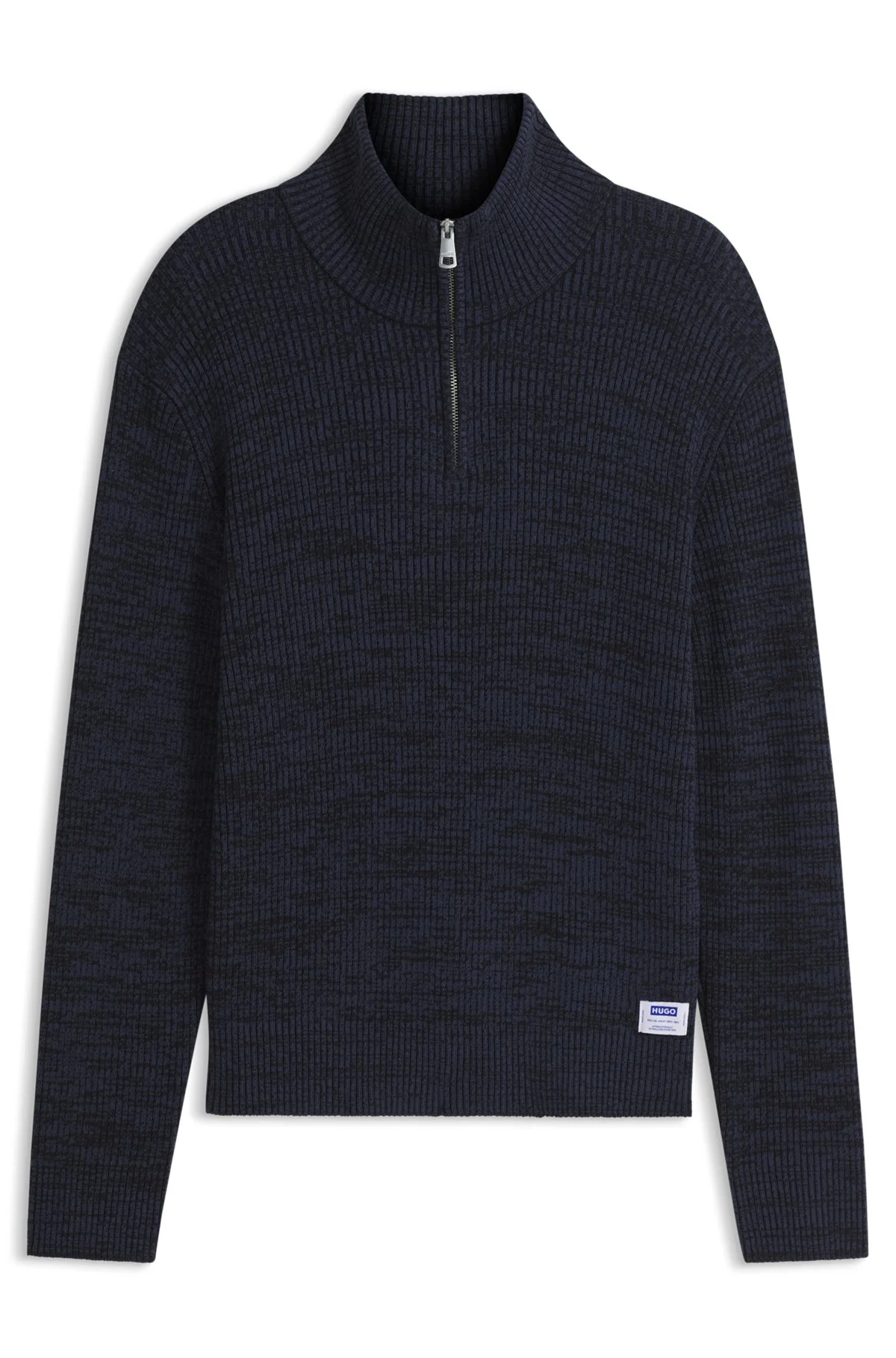 RELAXED-FIT ZIPPER-NECK SWEATER WITH MOULINÉ TEXTURE - 1