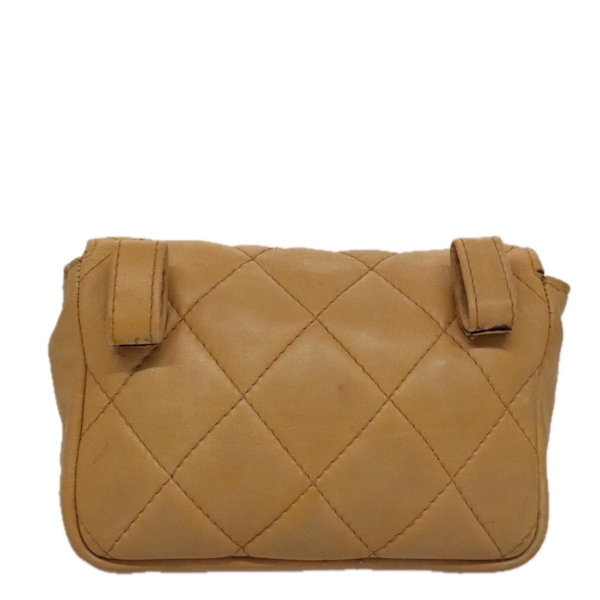 CHANEL Matelasse Waist Bag Leather Beige CC - 2