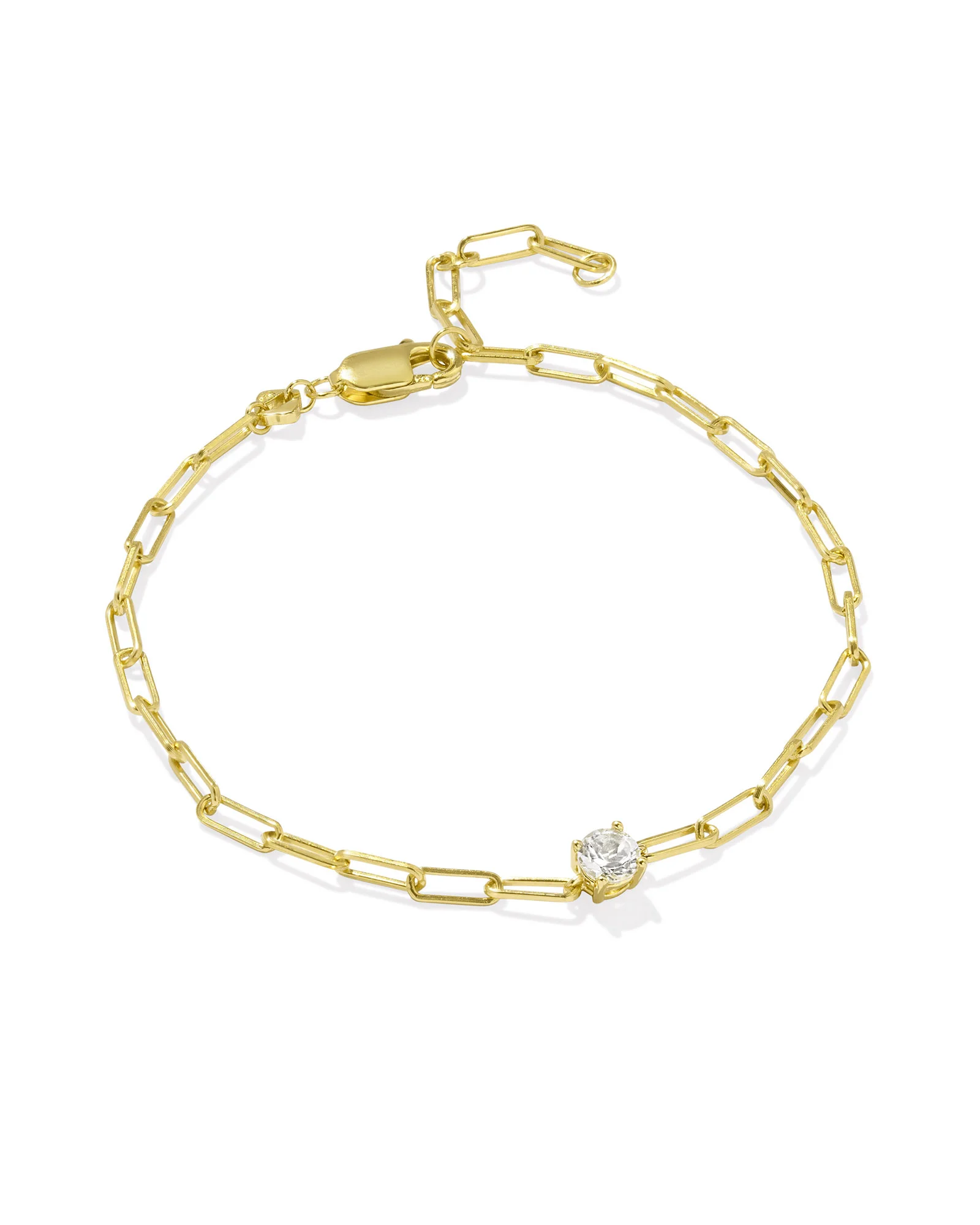 Virginia 18k Gold Vermeil Paperclip Bracelet in White Topaz - 1