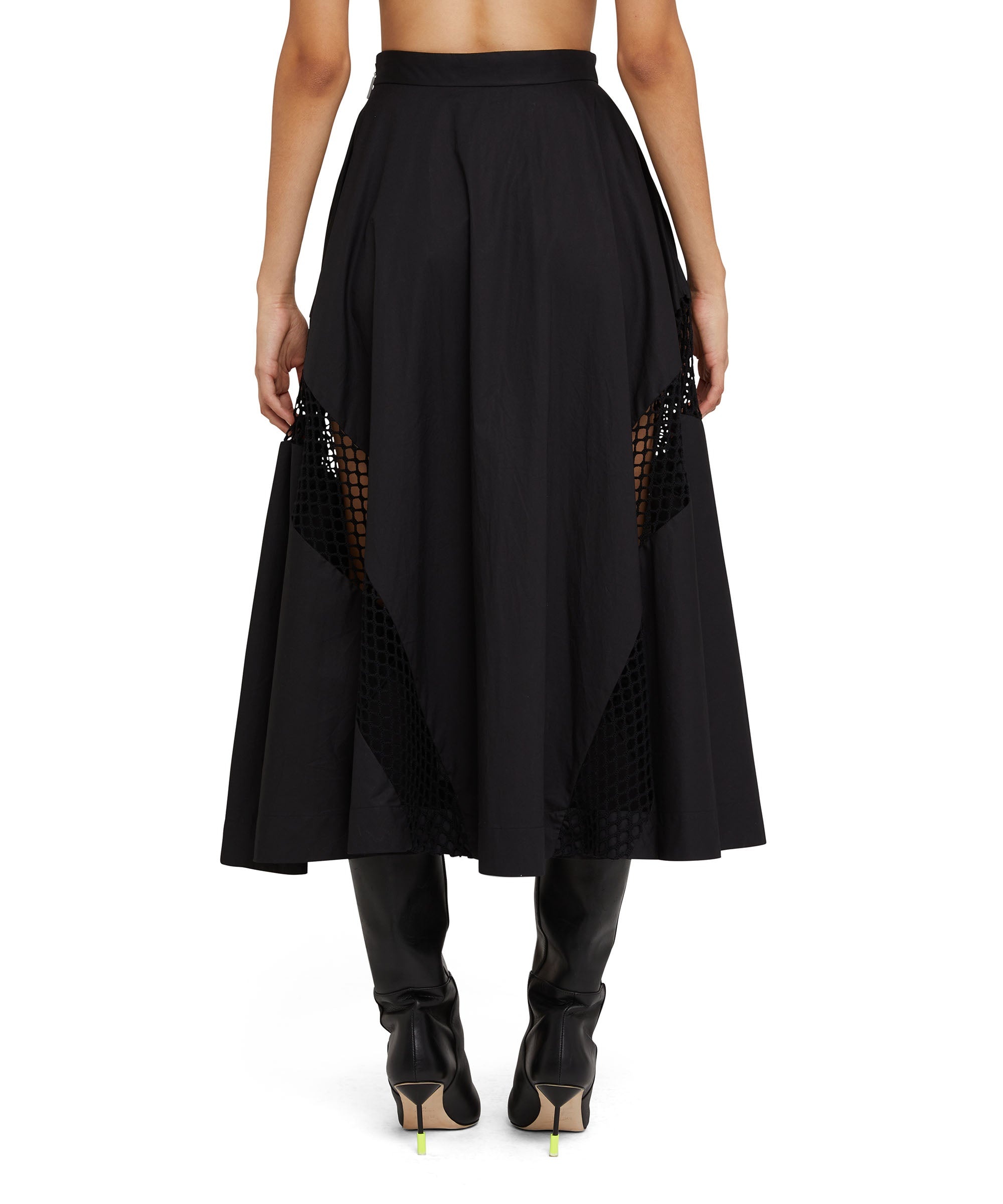 Cotton midi skirt with mesh details - 4