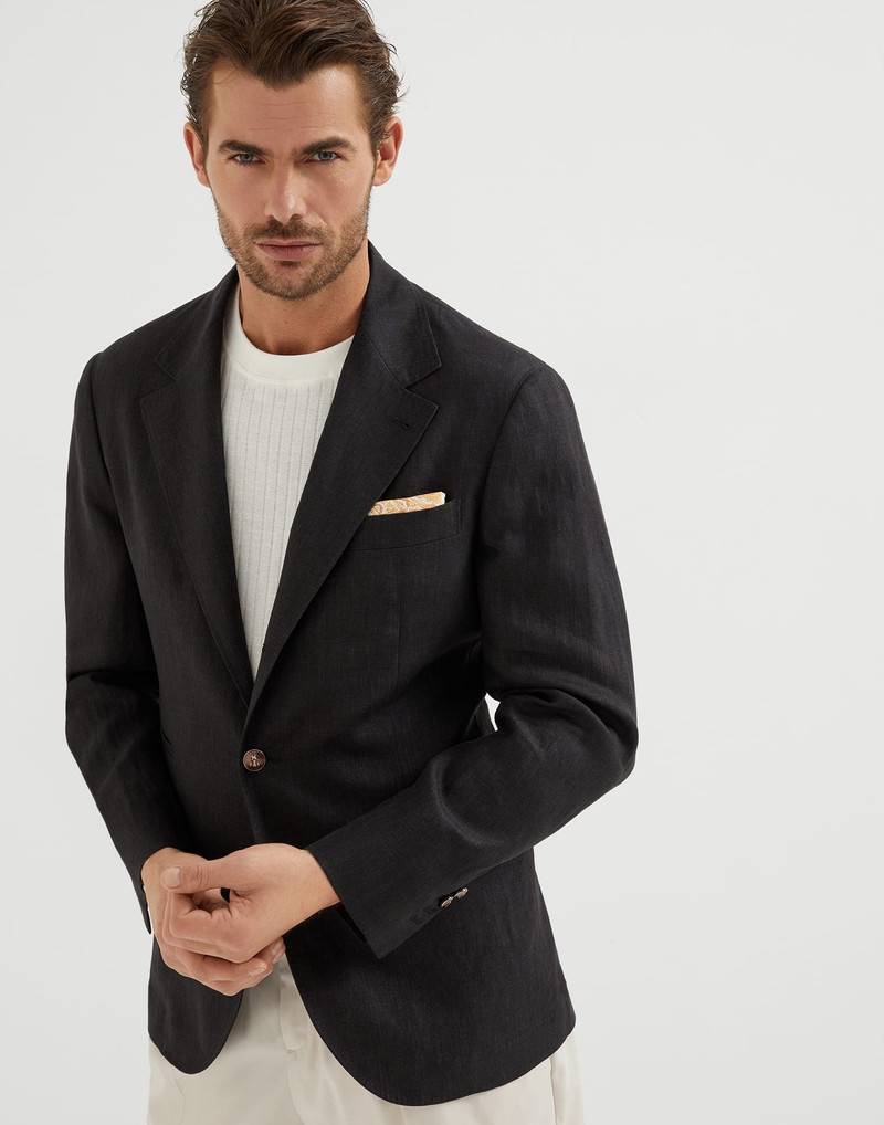 Délavé linen deconstructed blazer with metal buttons 1