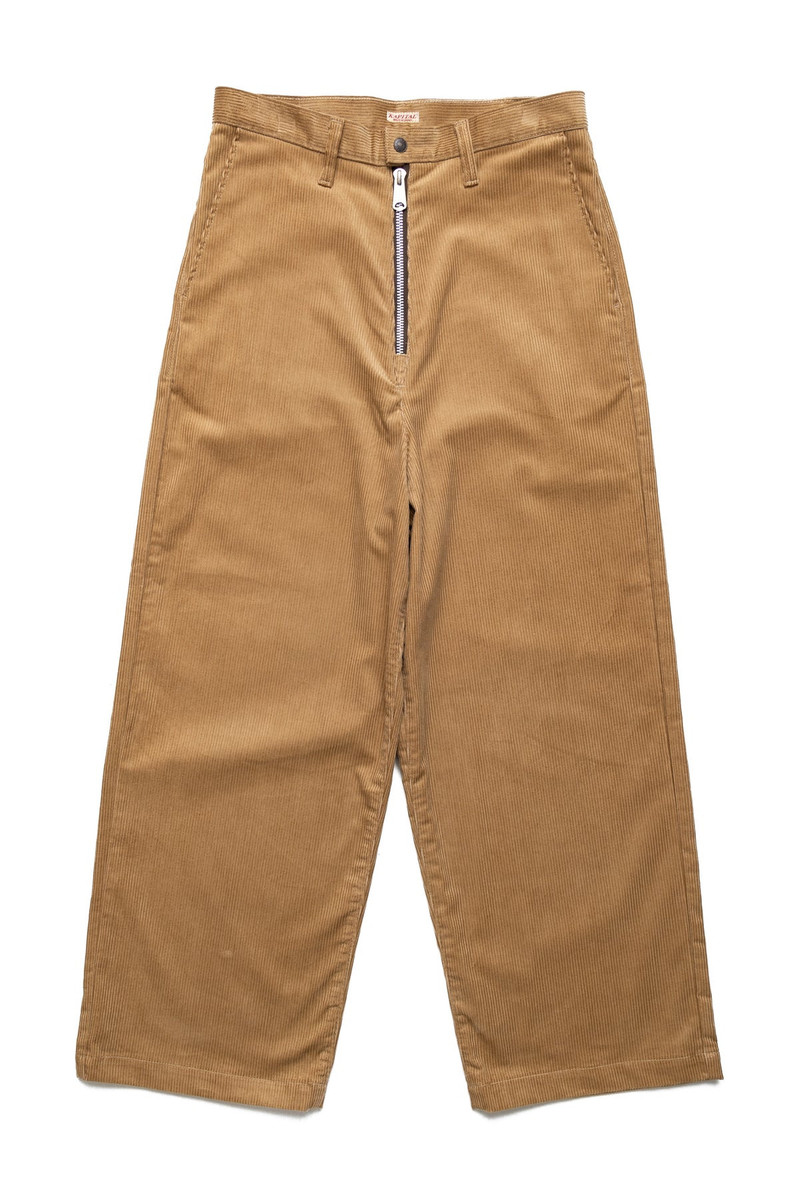 8oz Corduroy ZIPPER PORT Baggy Pants - Beige 1