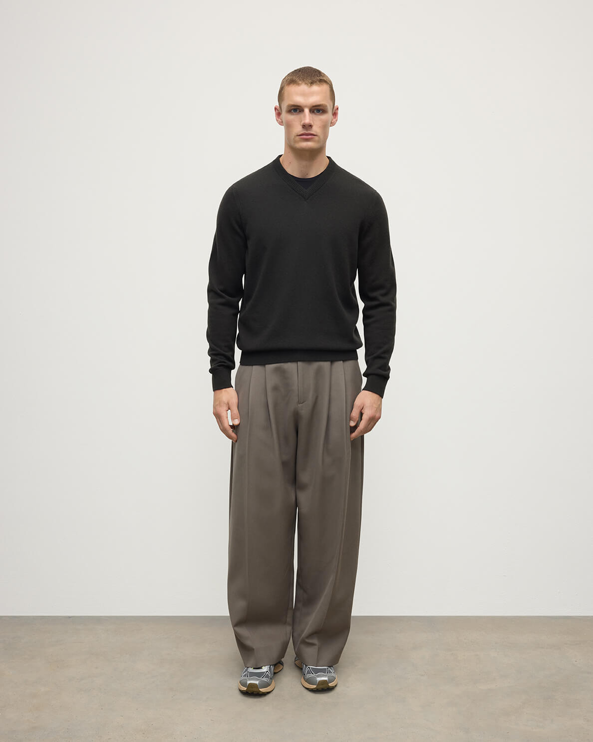 Classic Cashmere Grey V Neck Jumper - 2