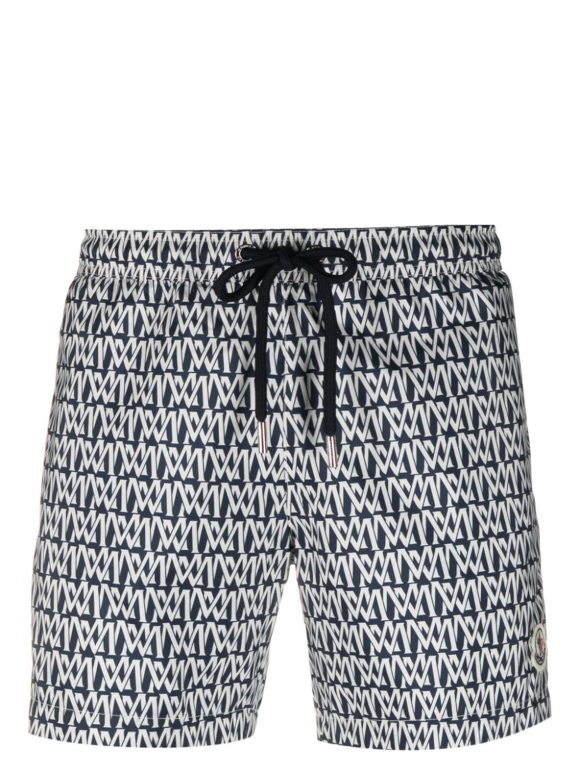 blue monogram-print swim shorts - 1