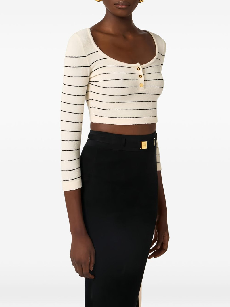 striped button-fastening crop jumper 4