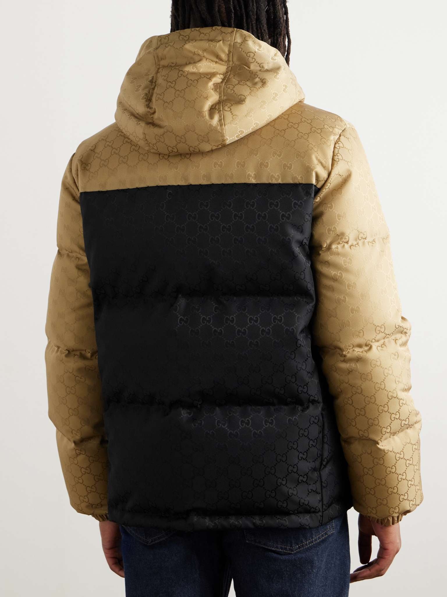 Two-Tone Quilted Logo-Jacquard Canvas Hooded Down Jacket - 4