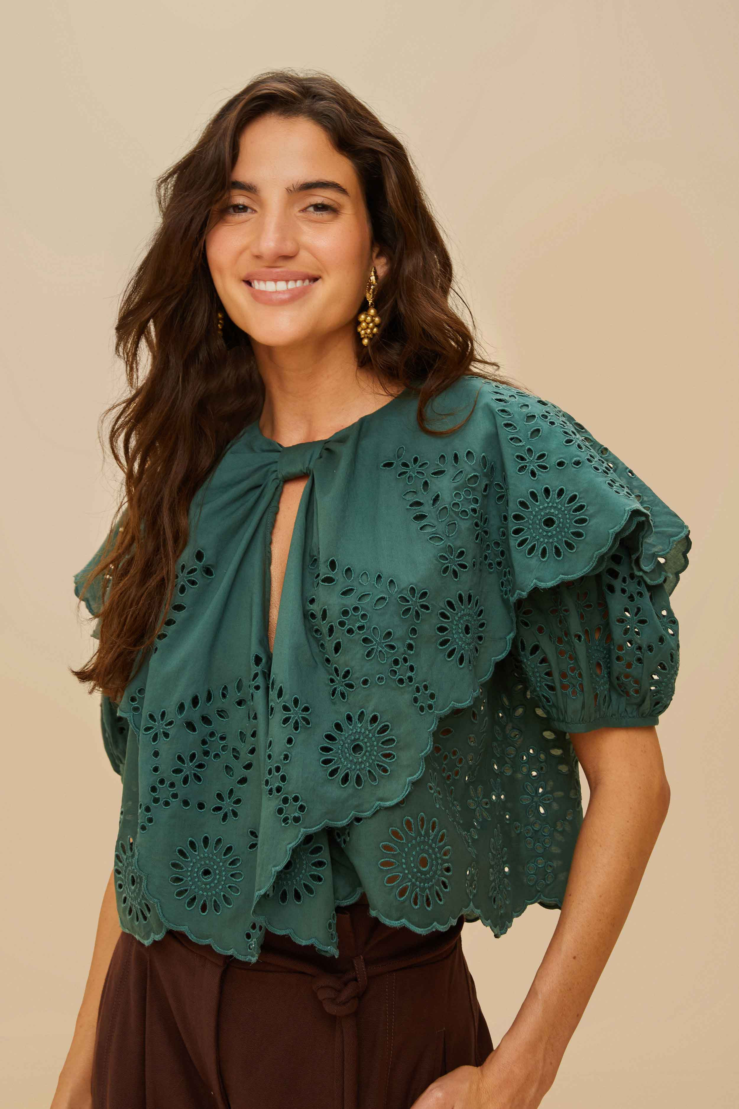 Green Maxi Lace Blouse - 1