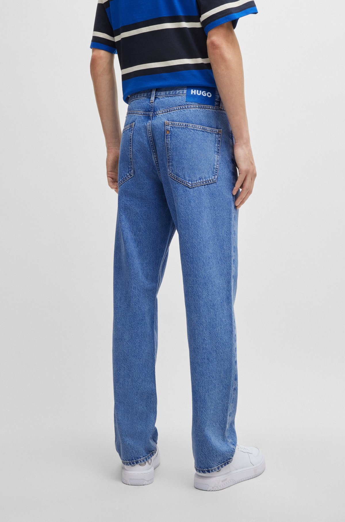 REGULAR-FIT JEANS IN BLUE STONEWASHED DENIM - 4
