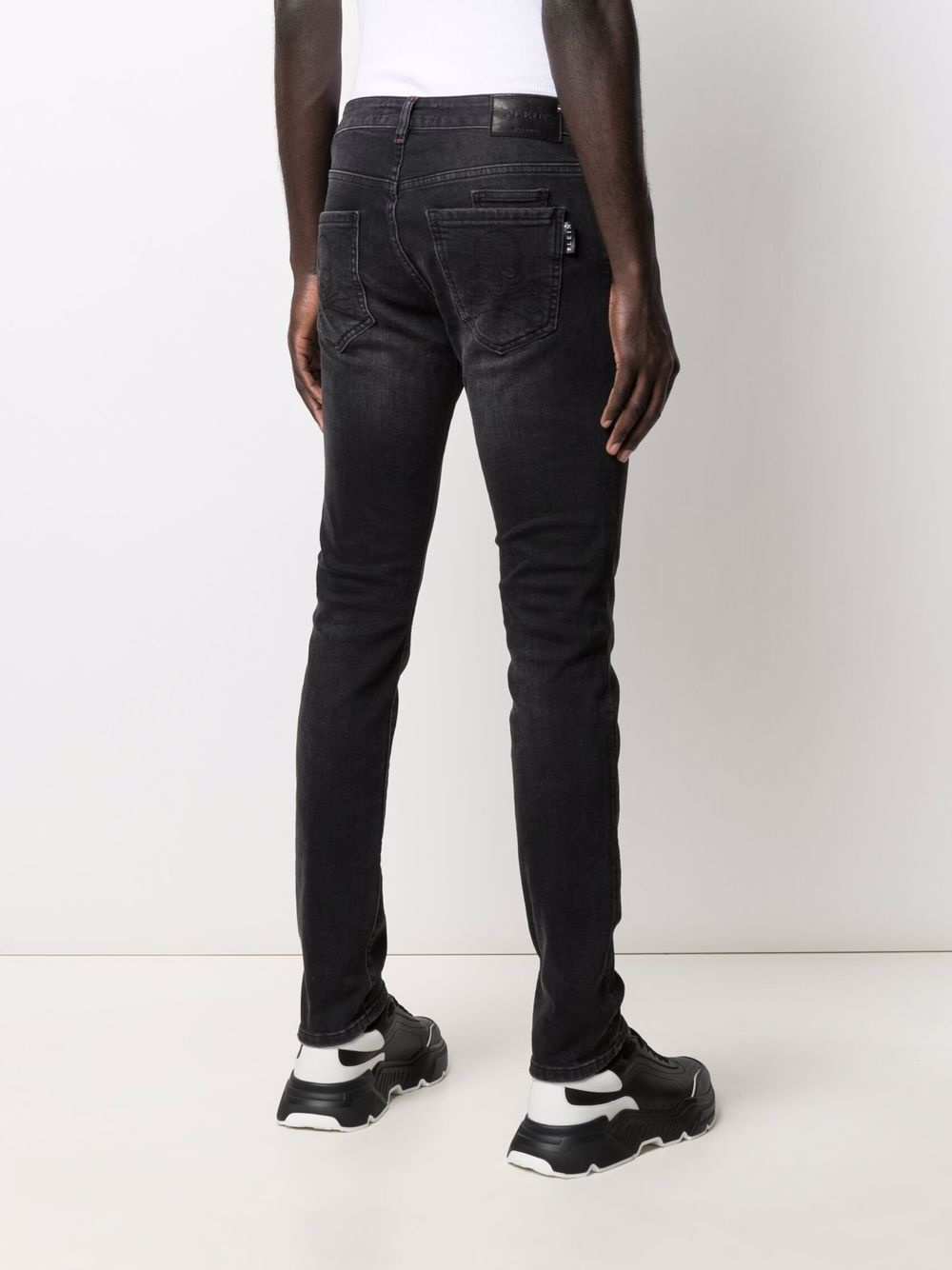 embroidered-skull slim-fit jeans - 4