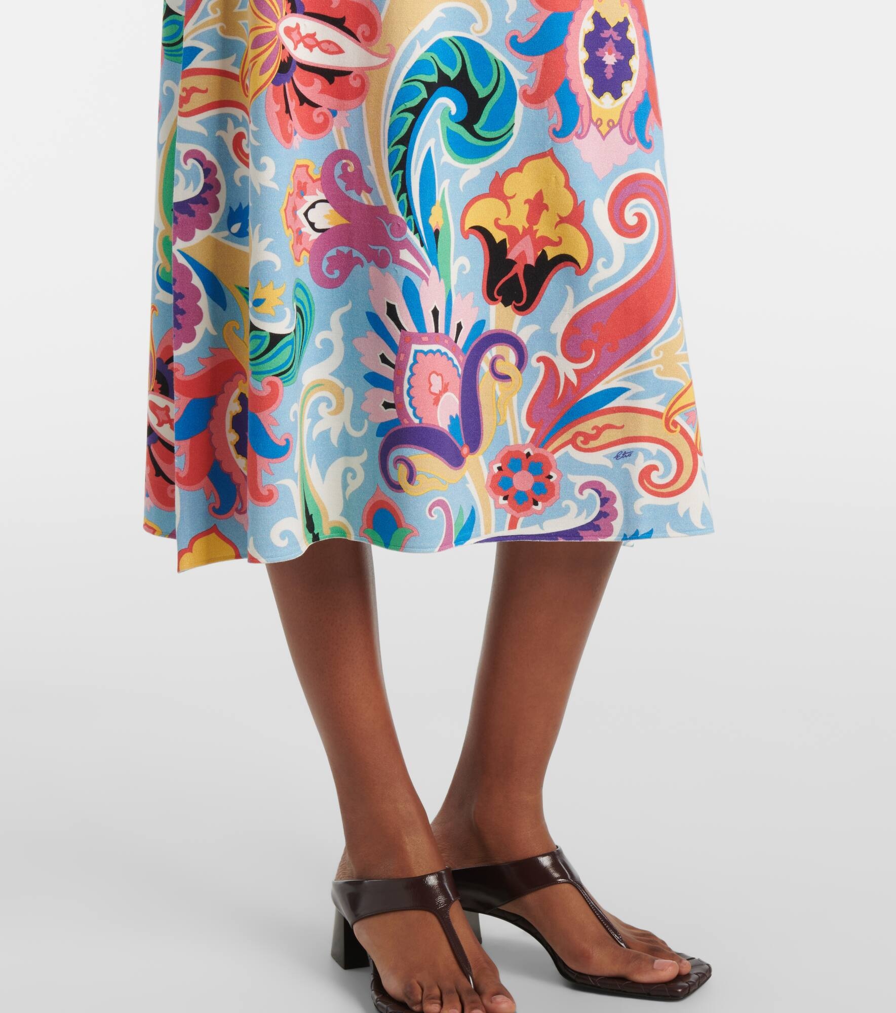 Paisley silk-blend midi dress - 5